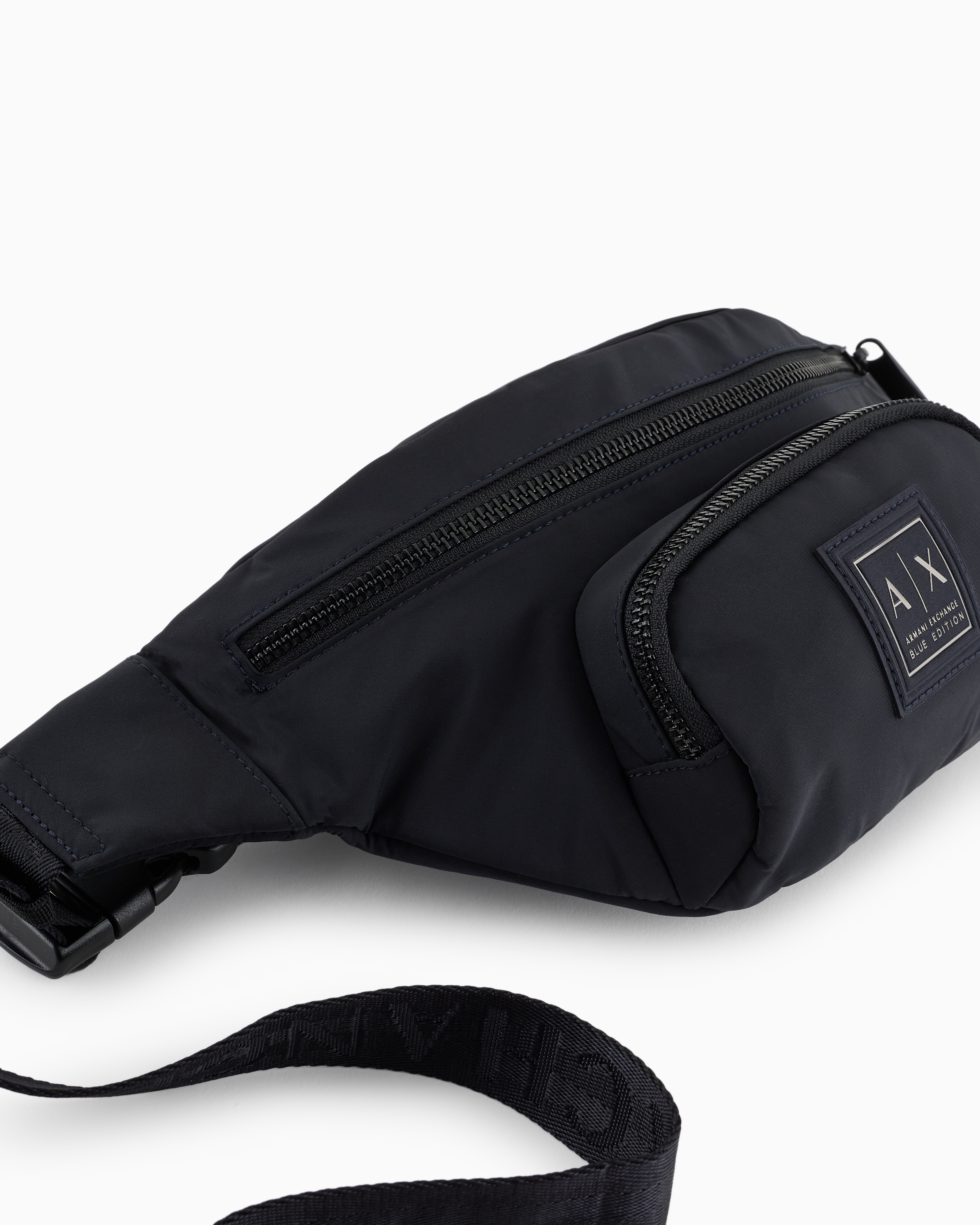 Armani Exchange Waist Bag With External Pocket In Navy Blue