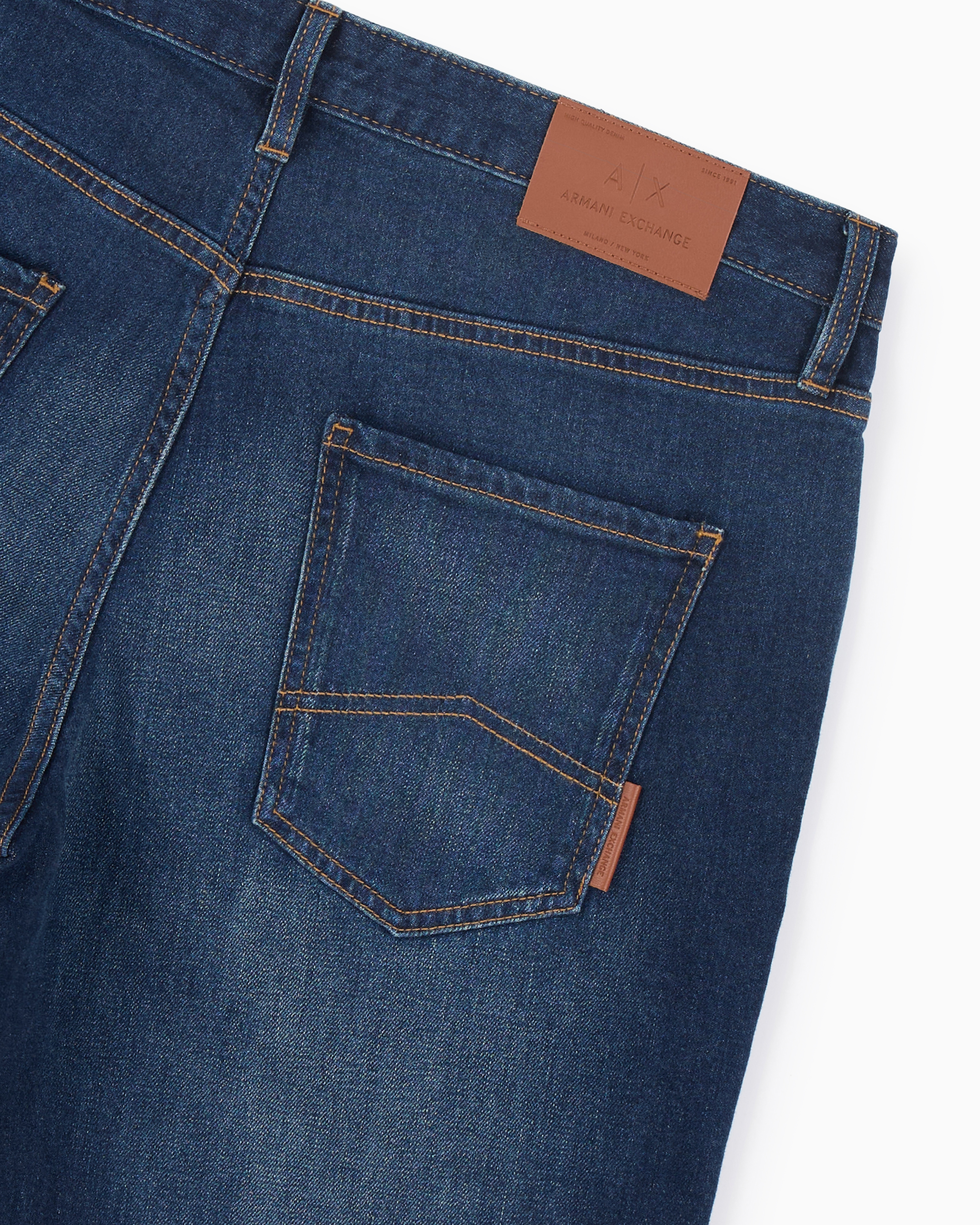 Armani Exchange - J16 straight fit jeans stone washed cotton denim, Man, Blue, Size: