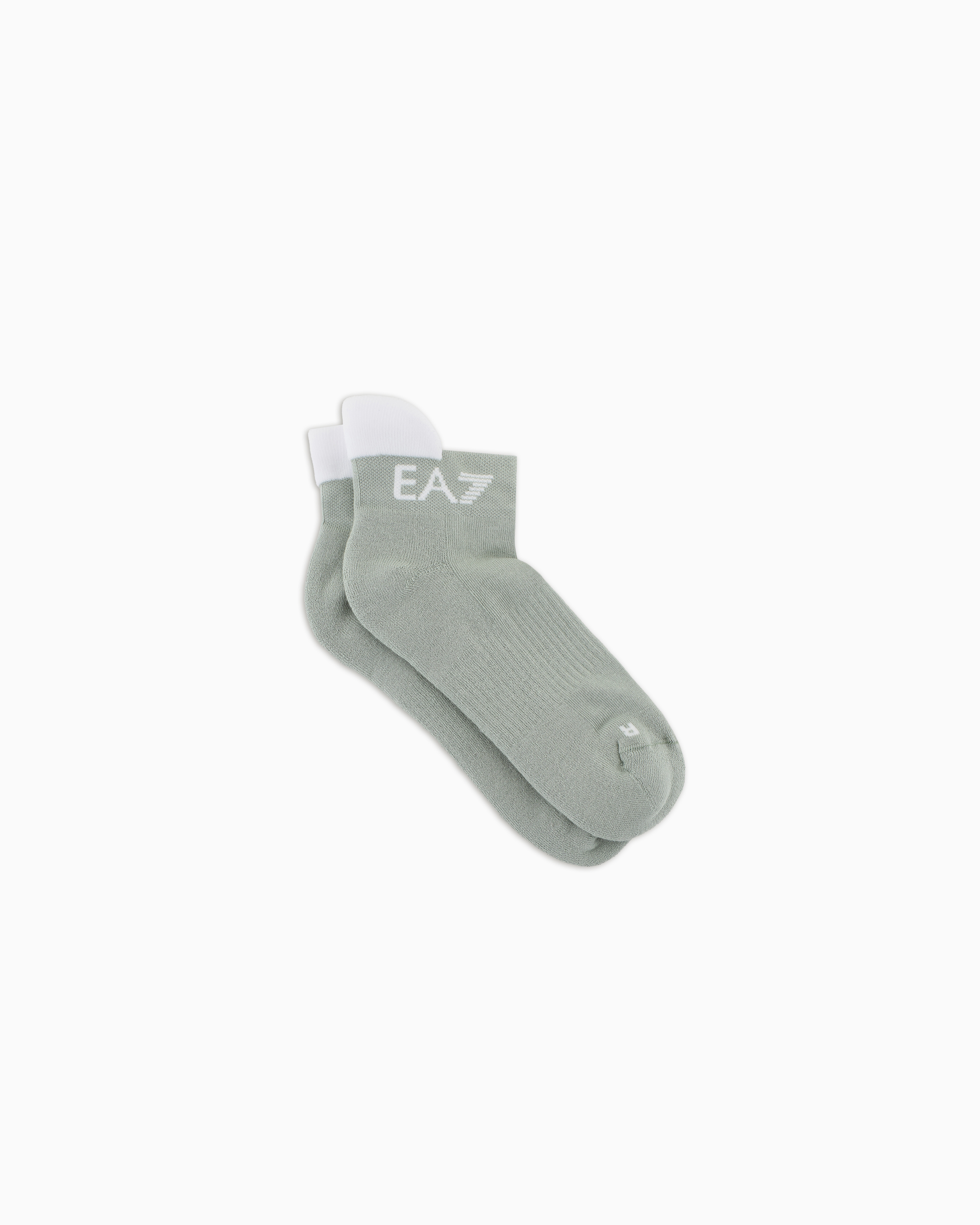 Ea7 Tennis Pro Cotton-blend Ankle Socks In Light Blue
