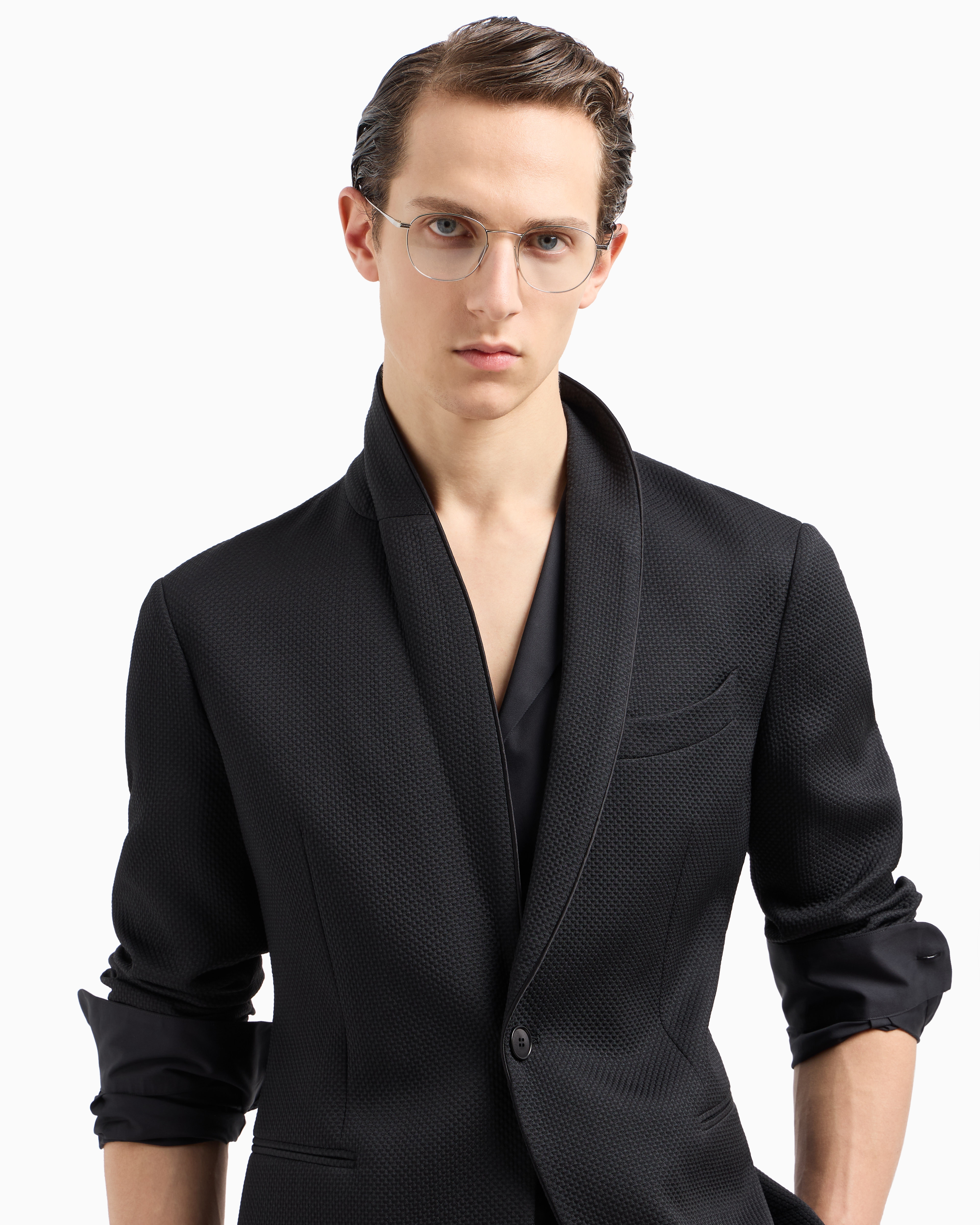 Single-breasted jacket in a silk blend | Giorgio Armani