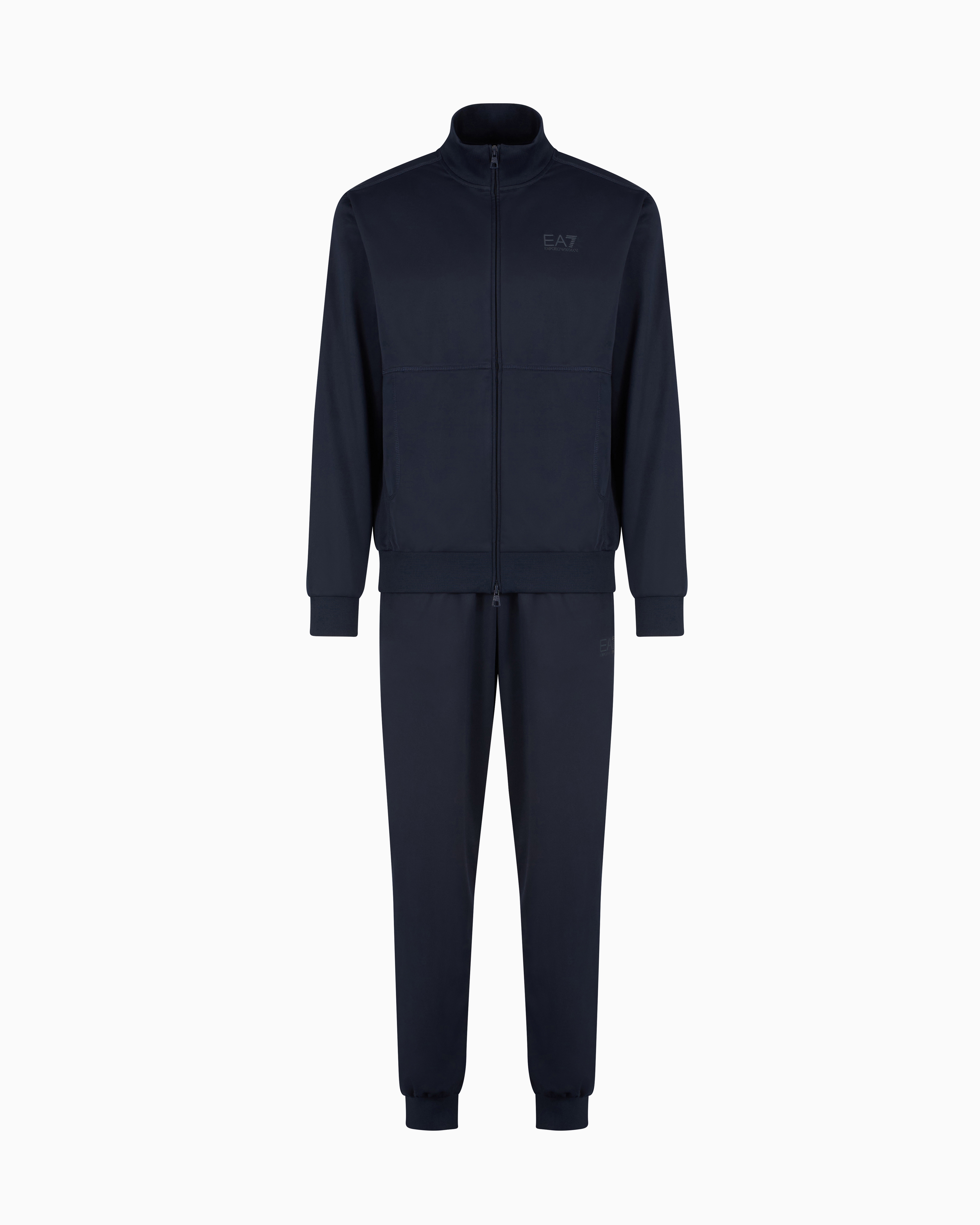 Ea7 Visibility Full-zip Tracksuit In Asv Recycled Fabric In Blue