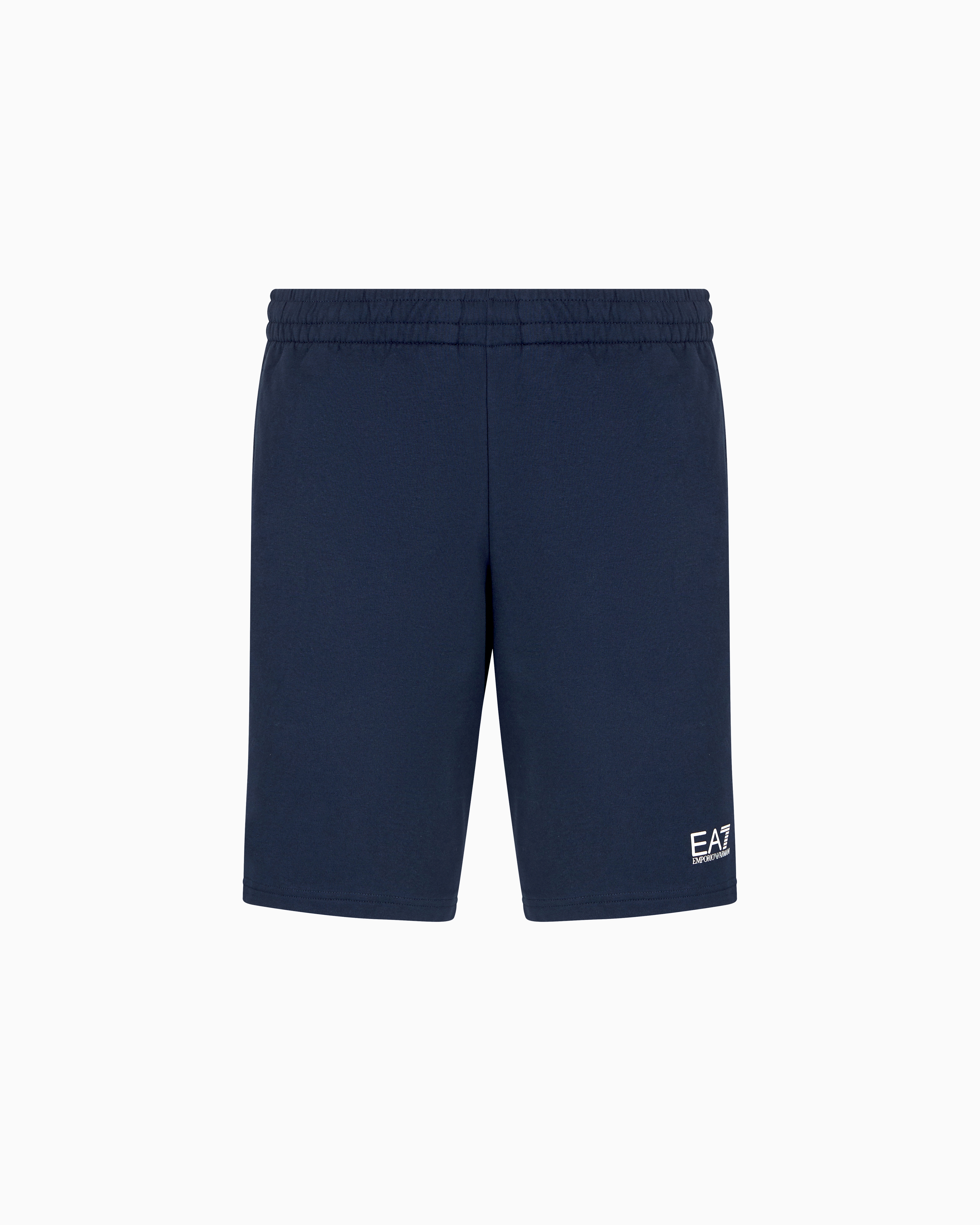 Ea7 Core Identity Cotton Bermuda Shorts In Blue