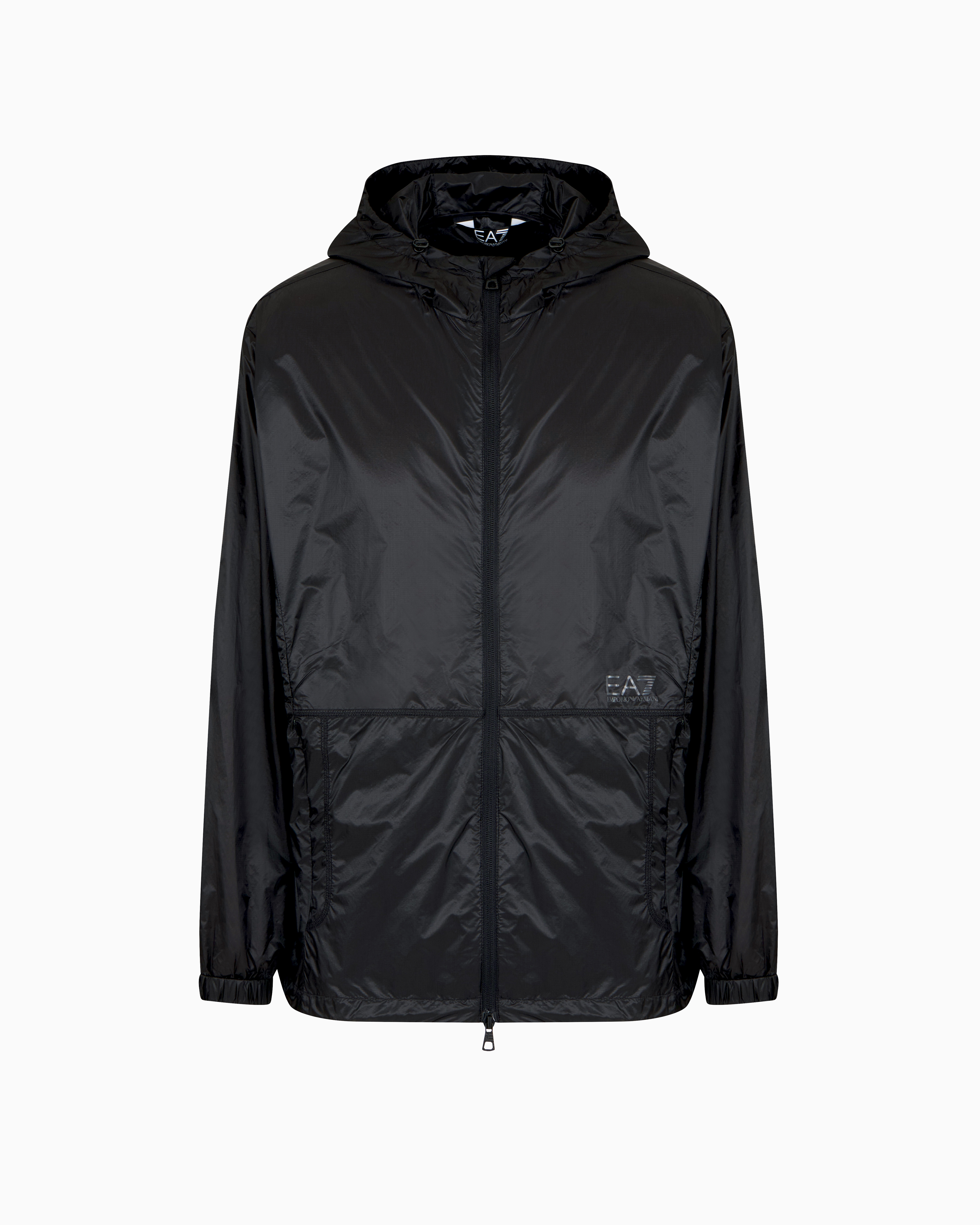 Ea7 Visibility Nylon Zip-up Jacket In Black