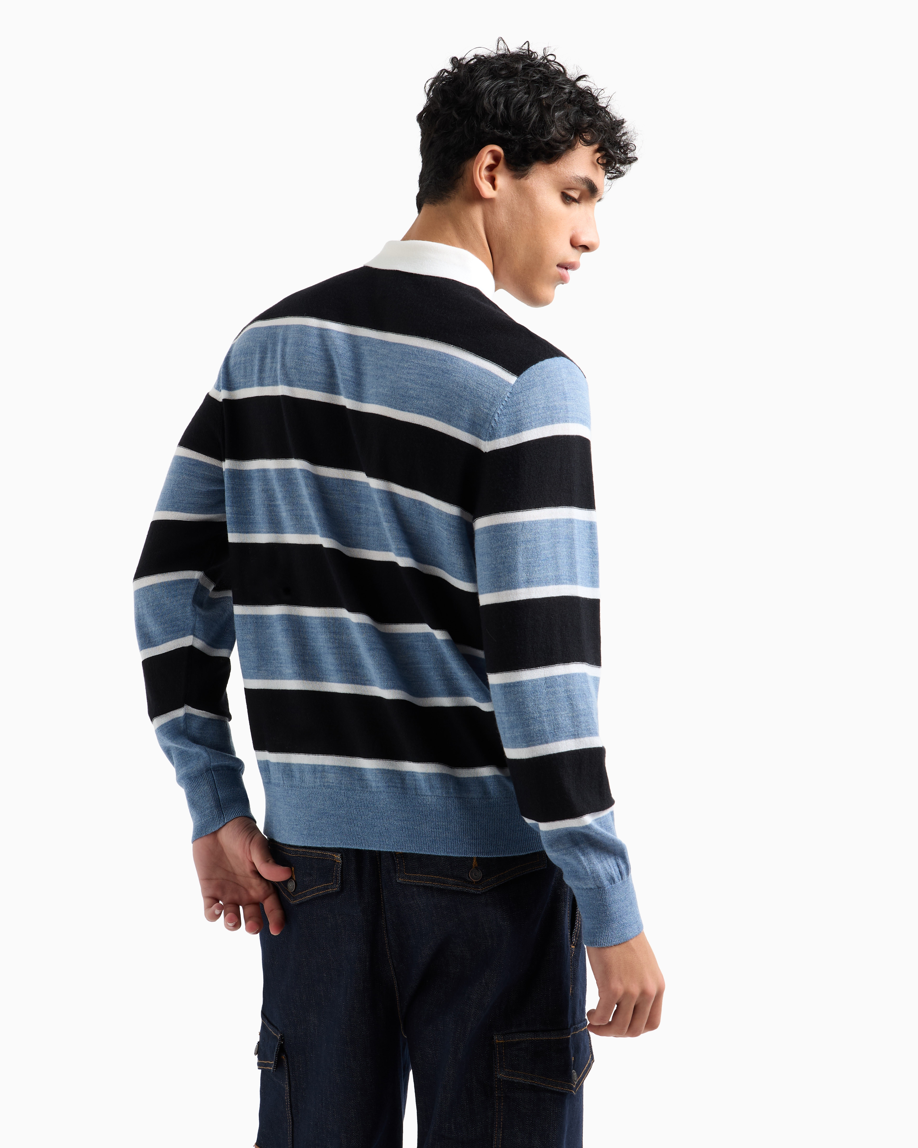Armani Exchange Knitted Tops In Light Blue