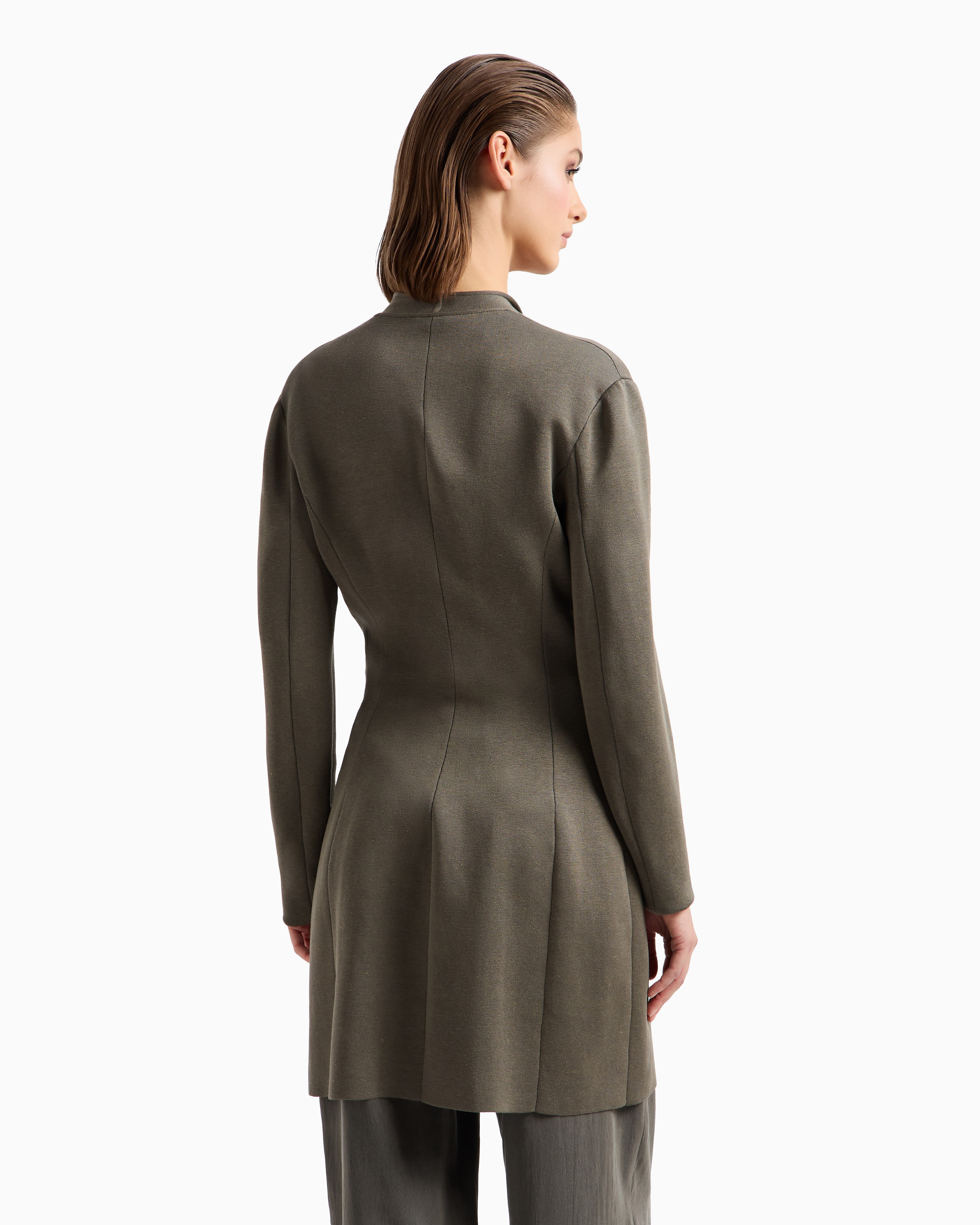 Long double-breasted viscose and linen jacket | Giorgio Armani
