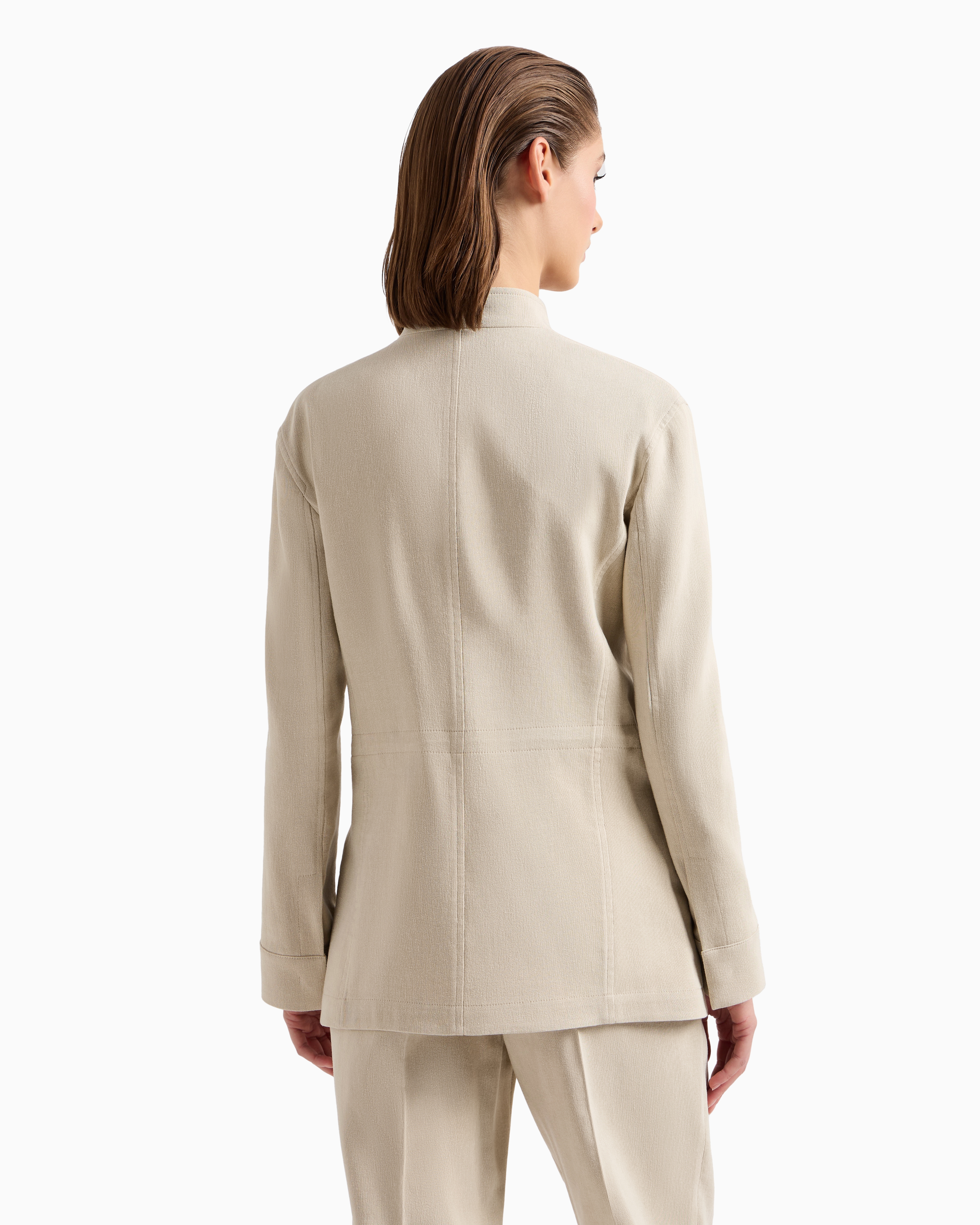 Giorgio Armani Single-breasted Jacket In A Canneté Cotton And Viscose