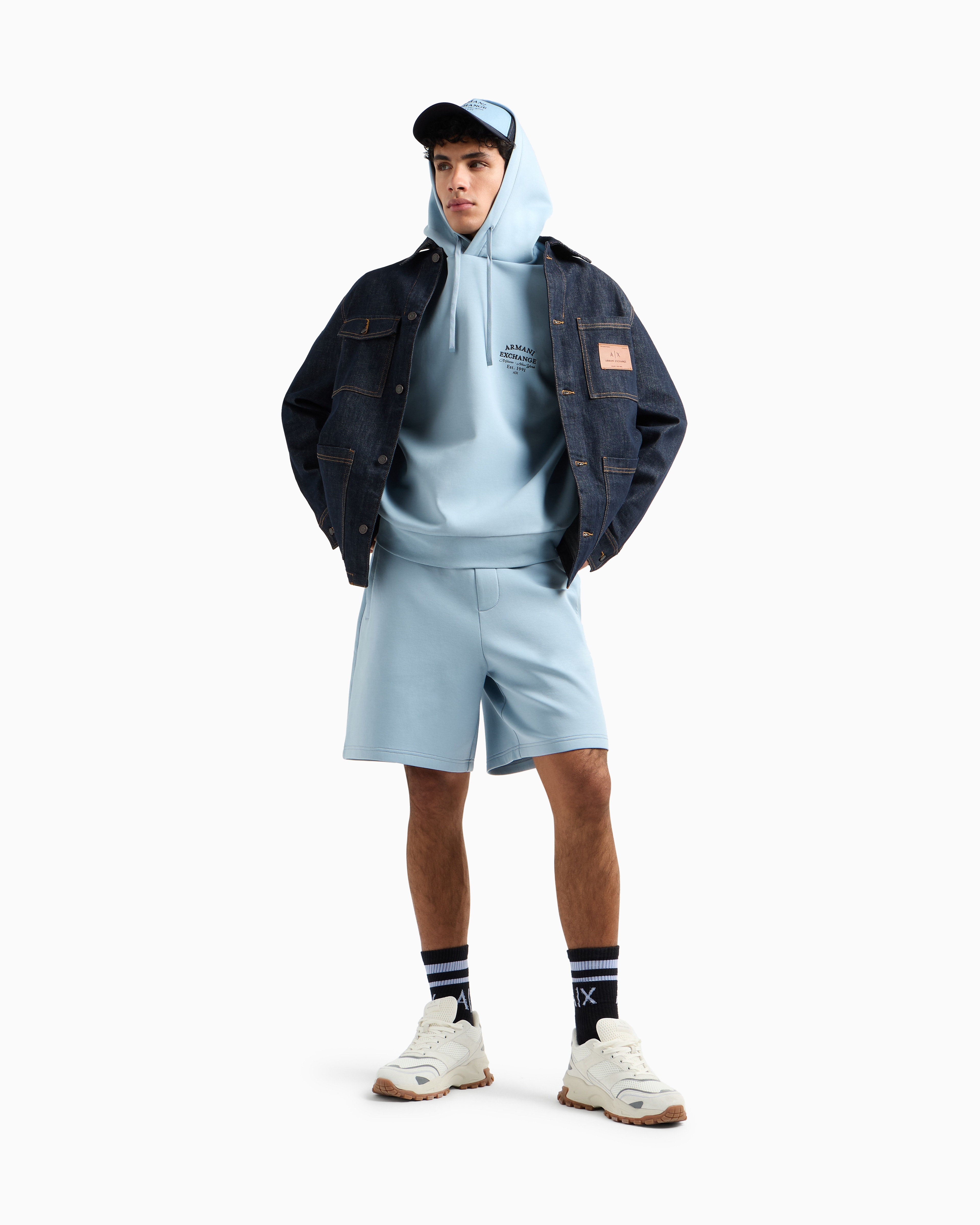 Armani Exchange Bermuda Shorts In Light Blue