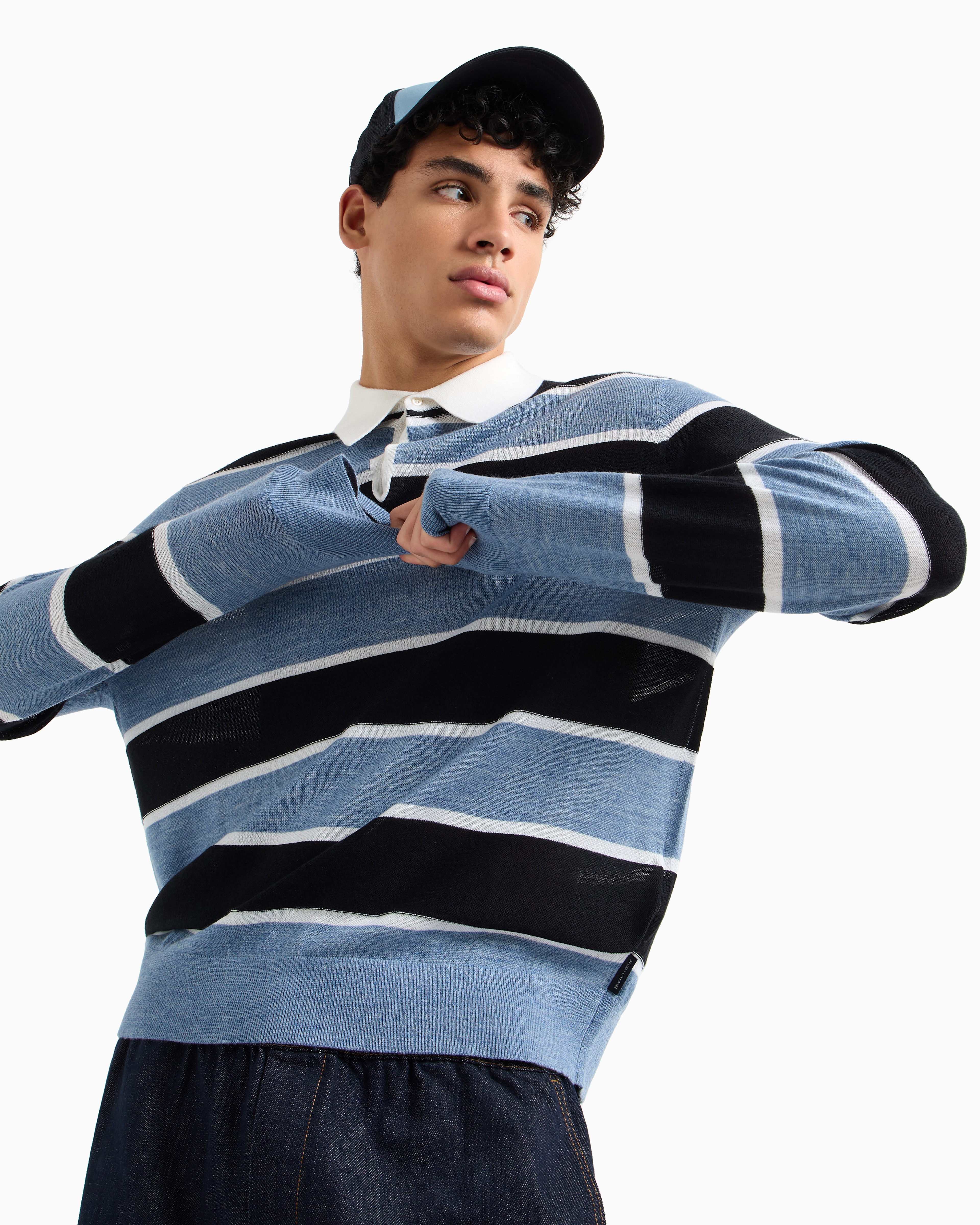 Armani Exchange Knitted Tops In Light Blue