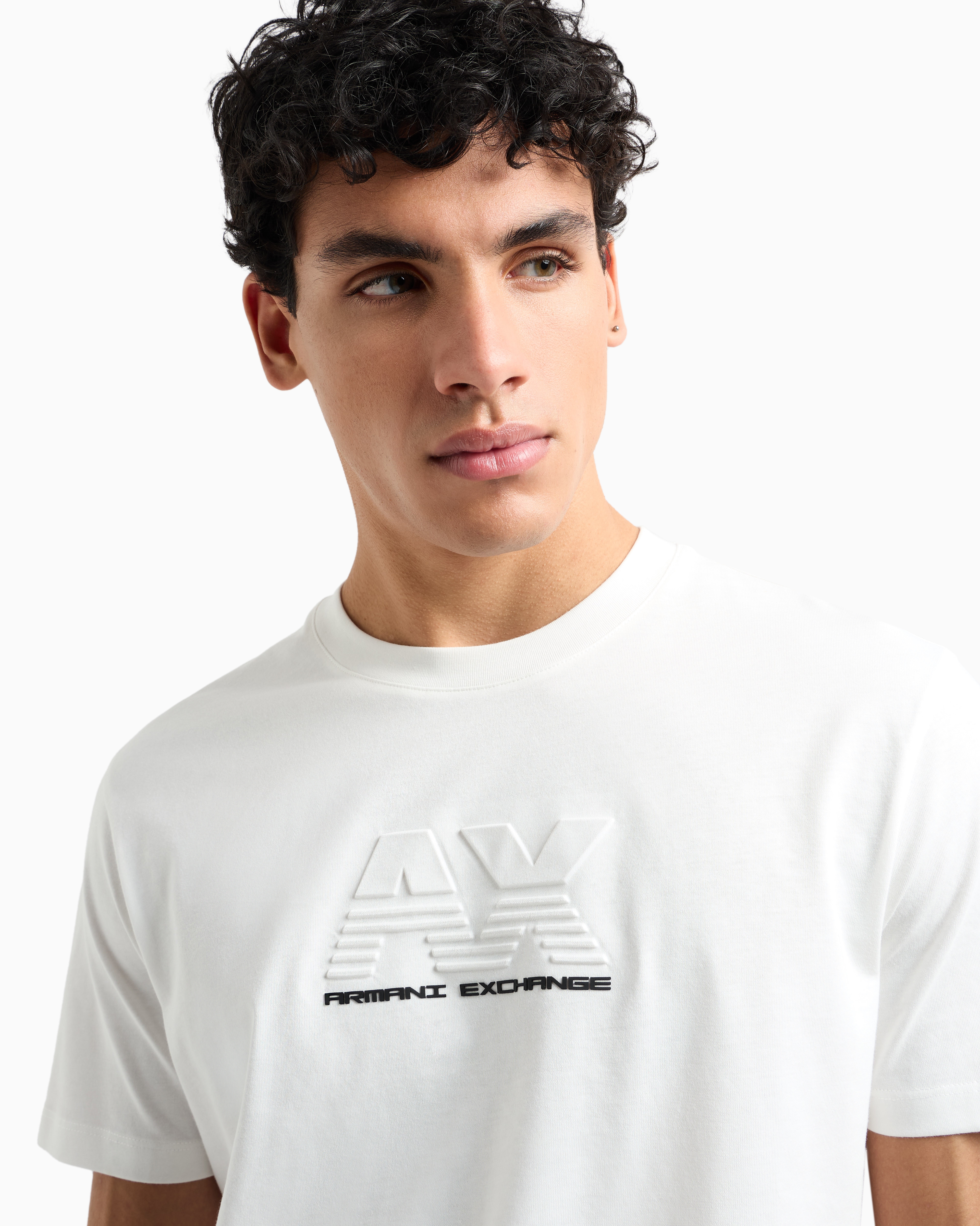 Armani Exchange - Regular fit T-shirt with embossed logo, Man, White, Size: