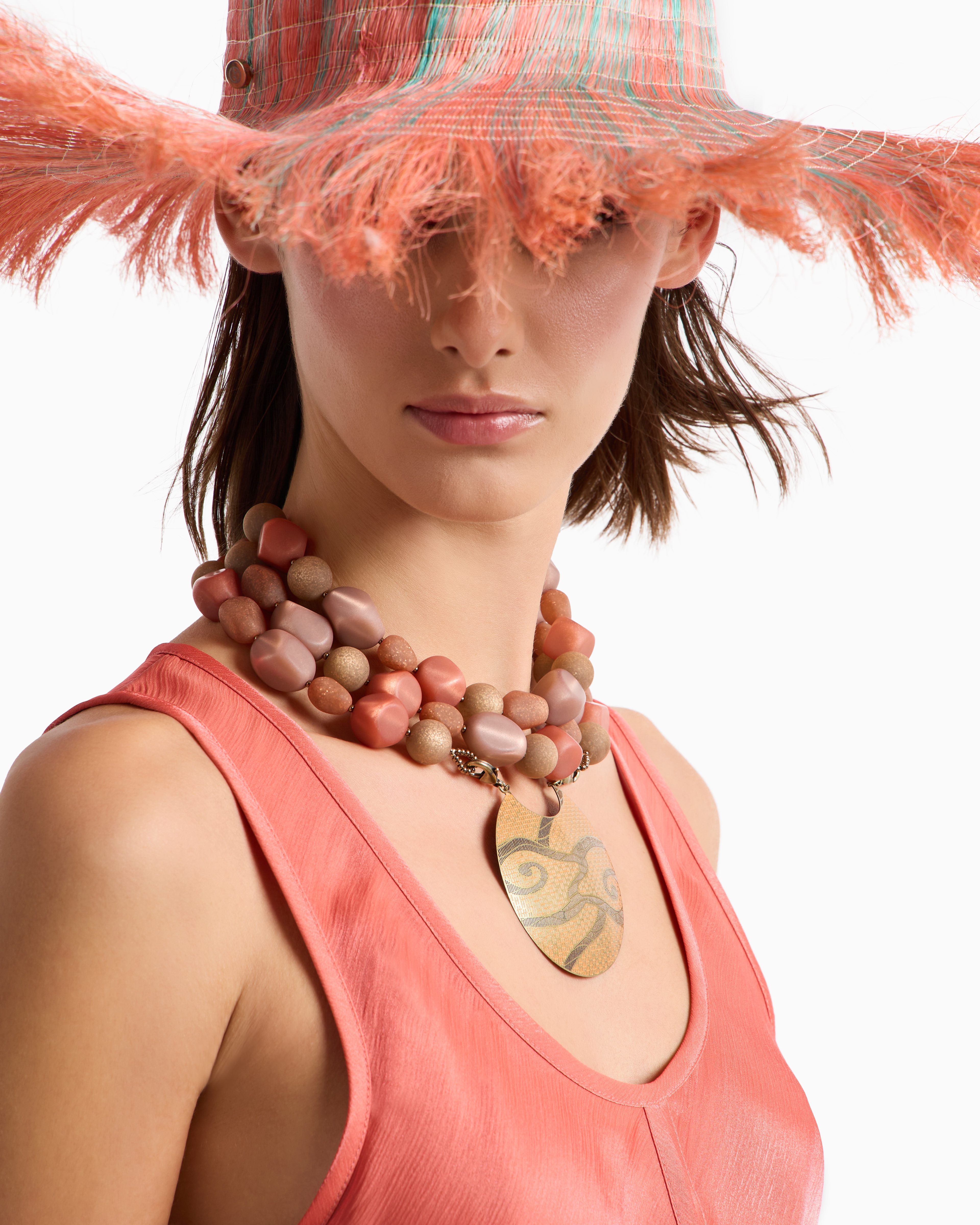 Giorgio Armani Multistrand Necklace In Resin And Brass