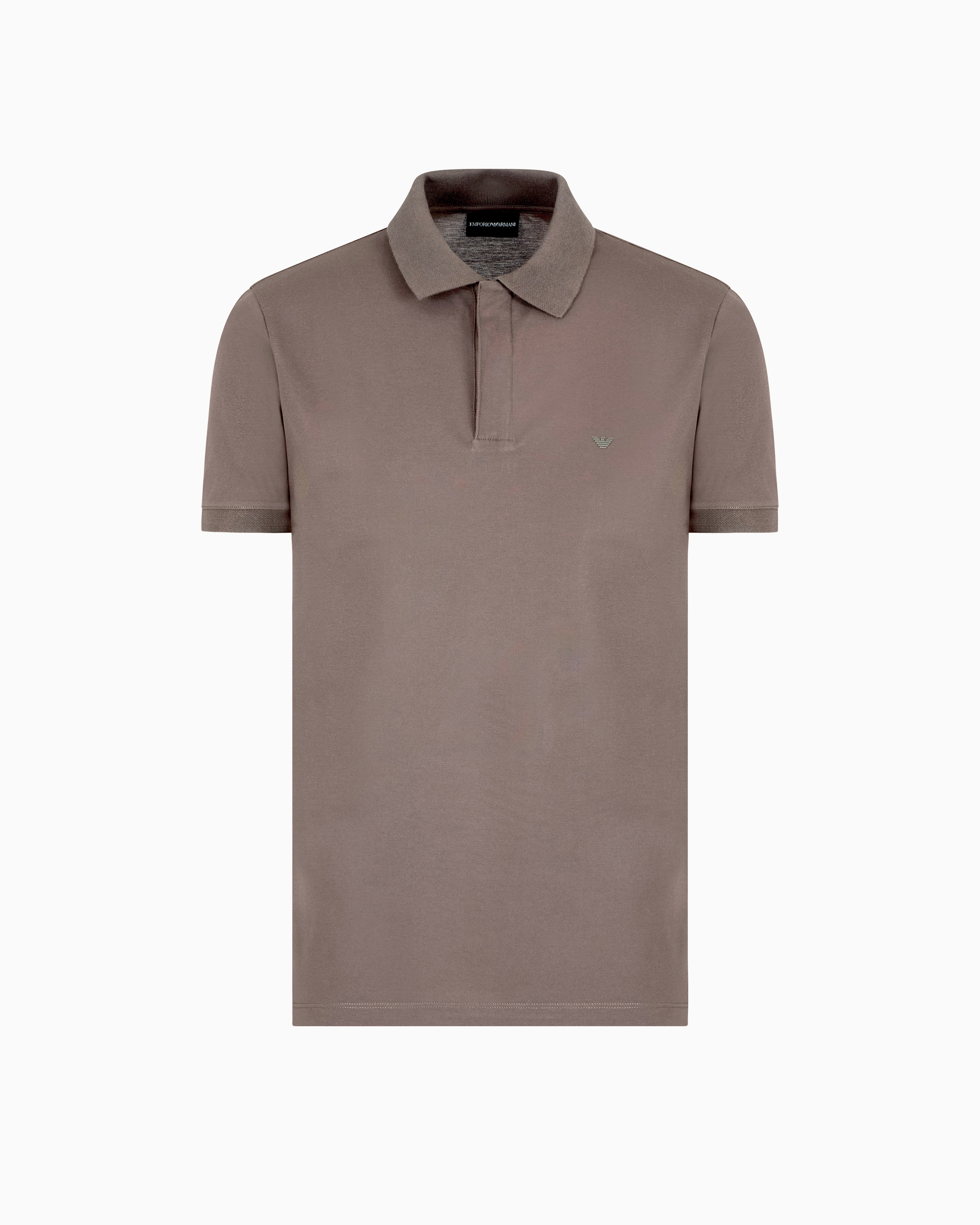 Emporio Armani Travel Essential Piquet Polo Shirt In Beige