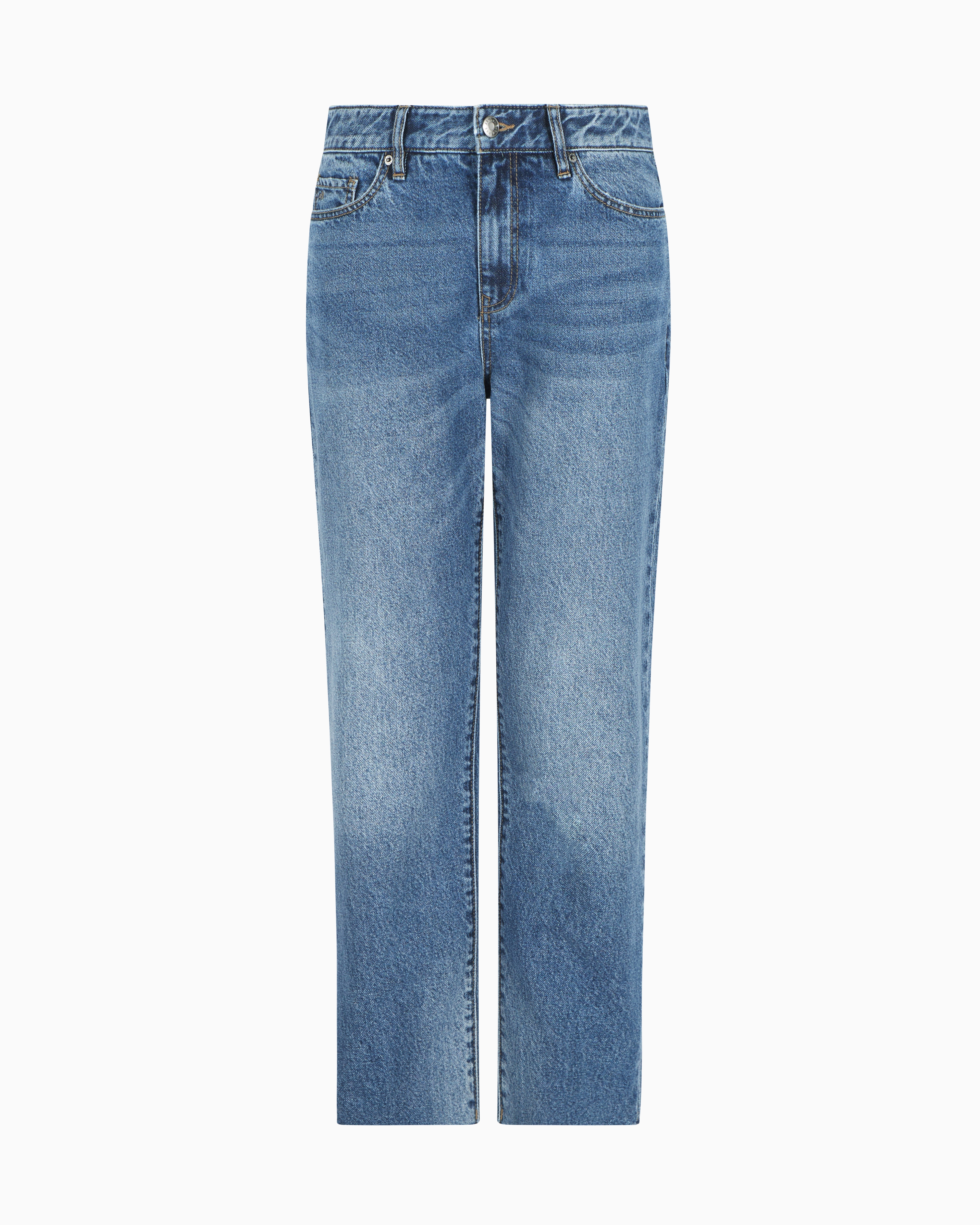 Armani Exchange Blue Boyfriend Jeans In Stiff Cotton With Used Effect 28_R