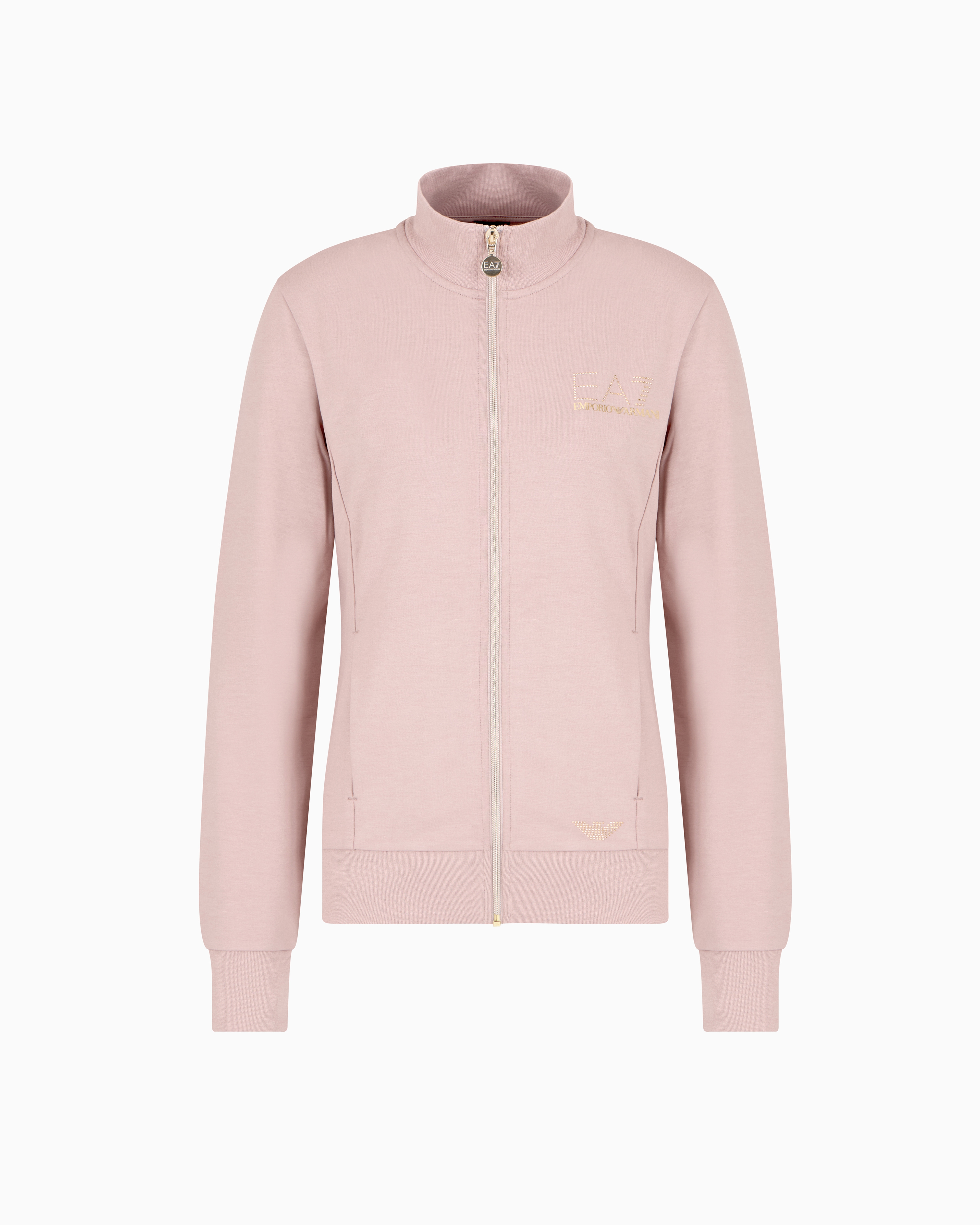 Ea7 Evolution Sweatshirt Mit Reissverschluss Aus Elastischer Viskose-mischung In Neutral