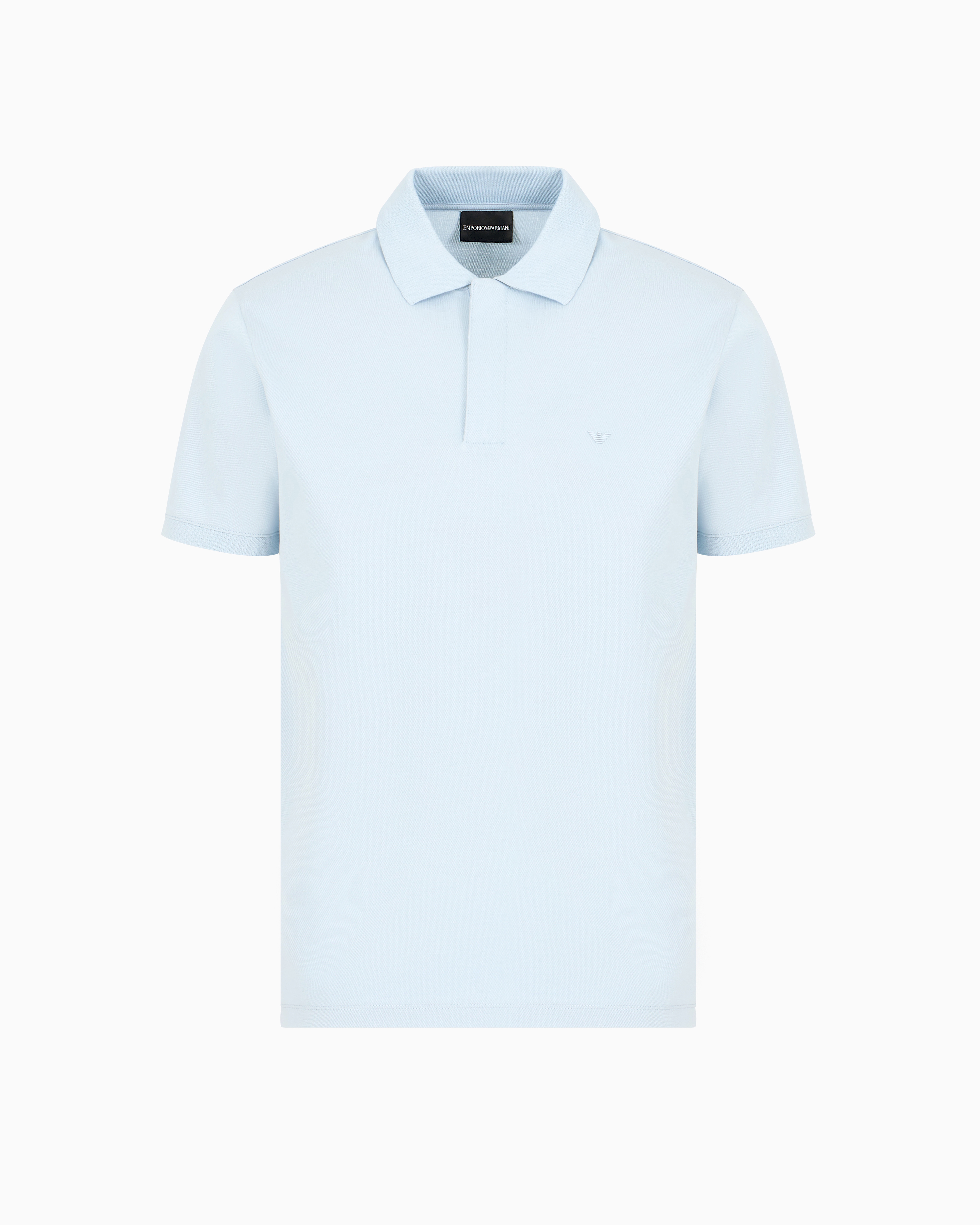 Emporio Armani Mens Acqua Brand-embroidered Regular-fit Stretch-cotton-piqué Polo Shirt In Hellblau