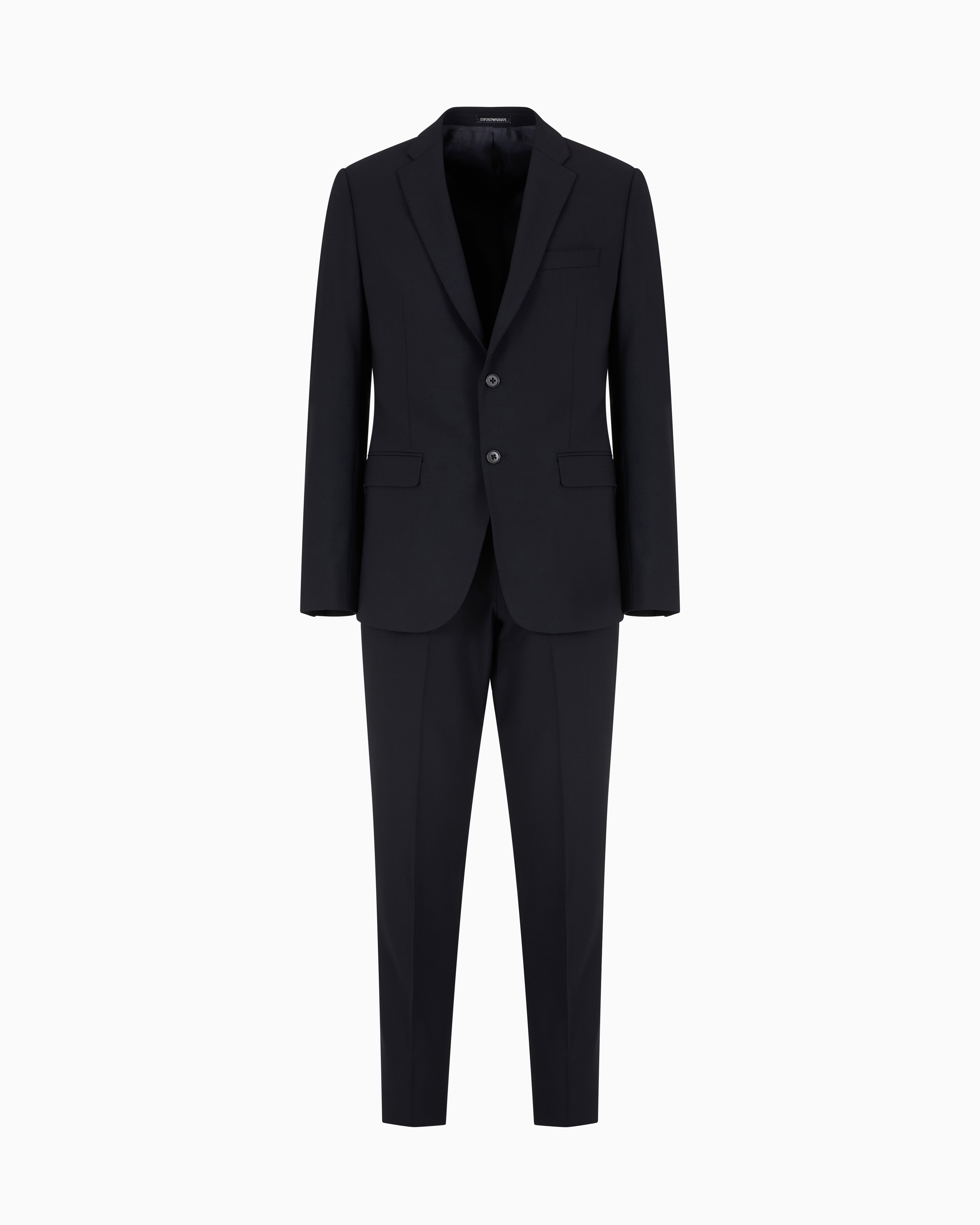 Emporio Armani Single-breasted Suit In Virgin-wool Two-way Stretch Canvas In Blue