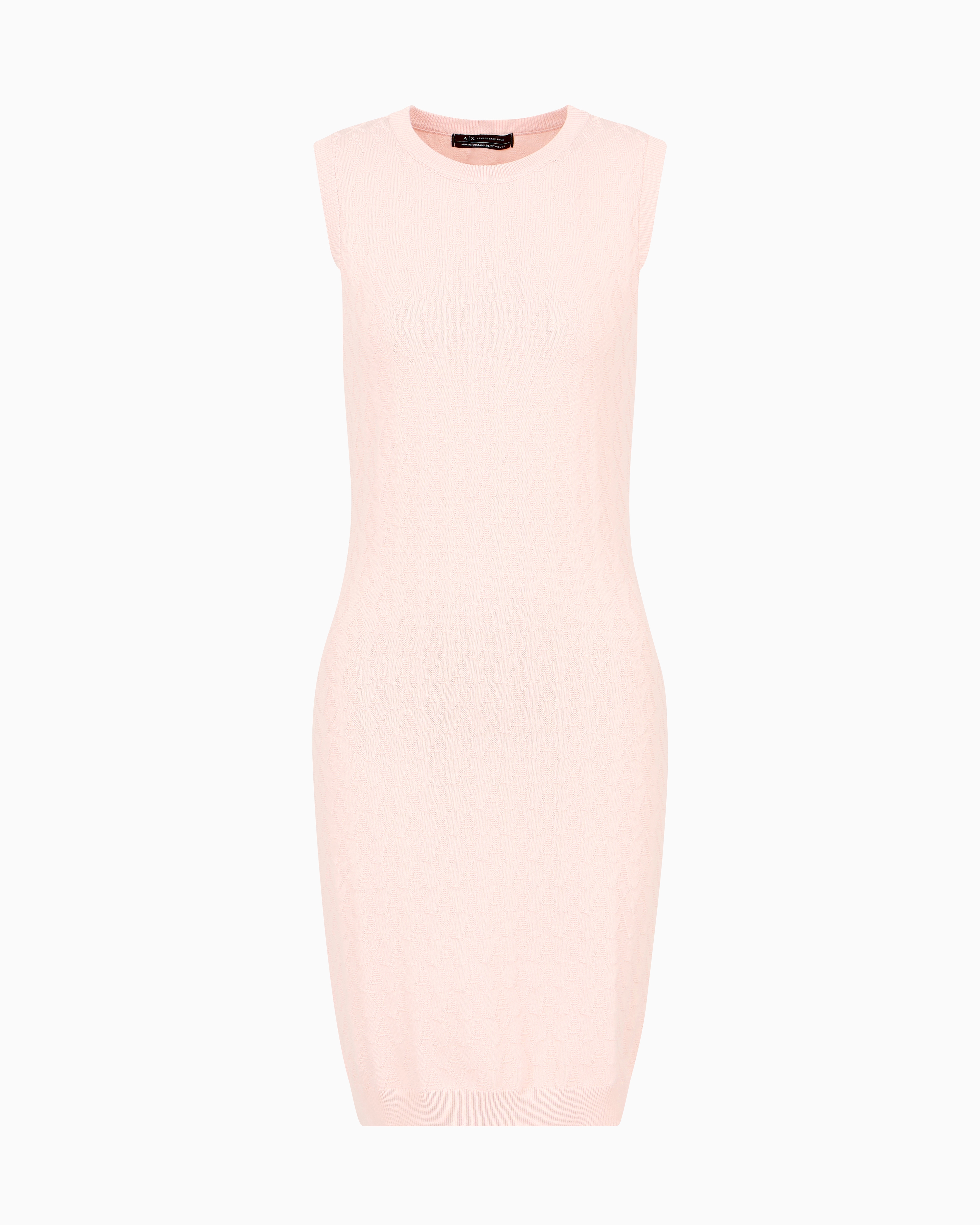 Armani Exchange Midi Dress In Fabric With Allover Logo In Pink