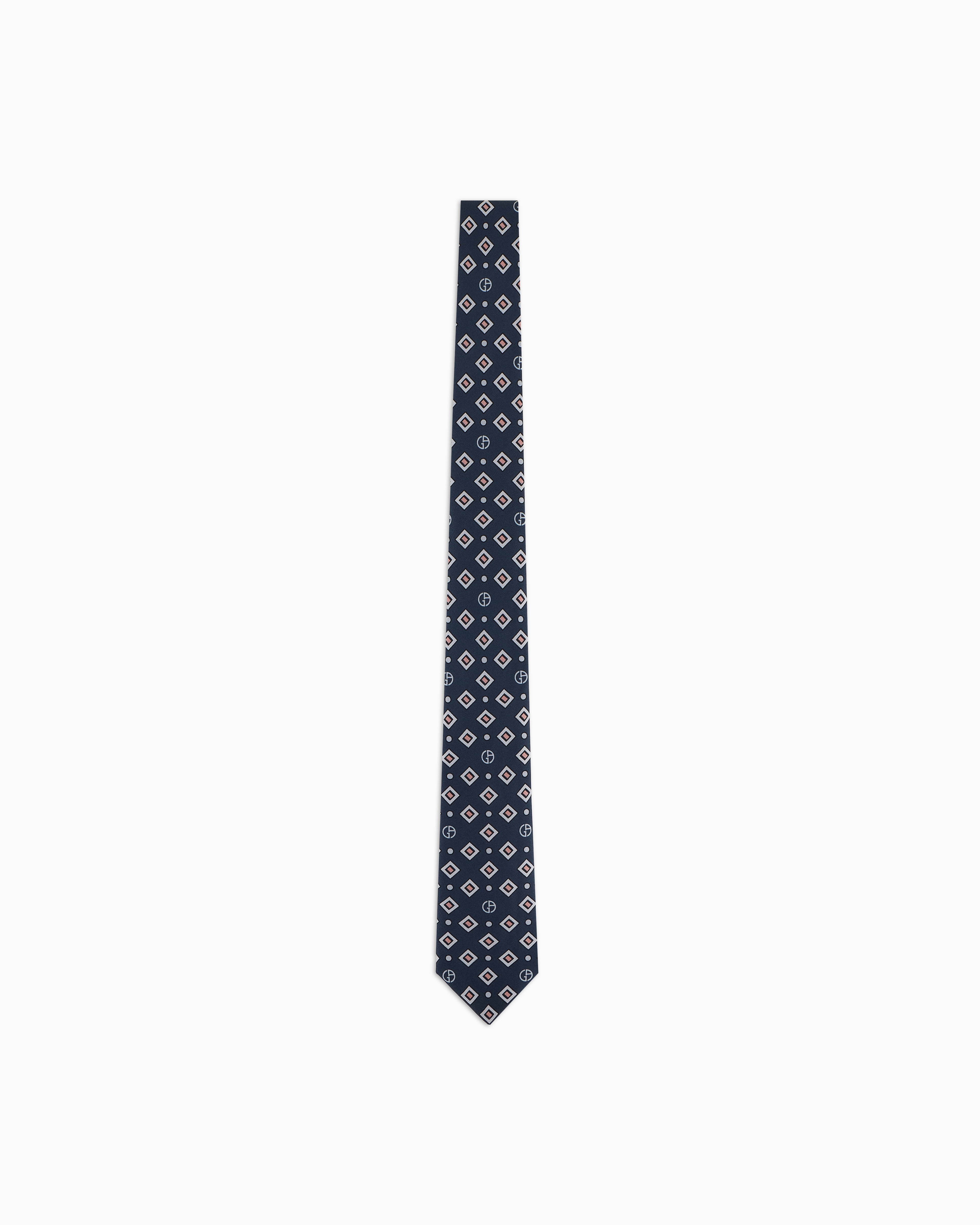 Giorgio Armani Printed Silk Tie In Blue