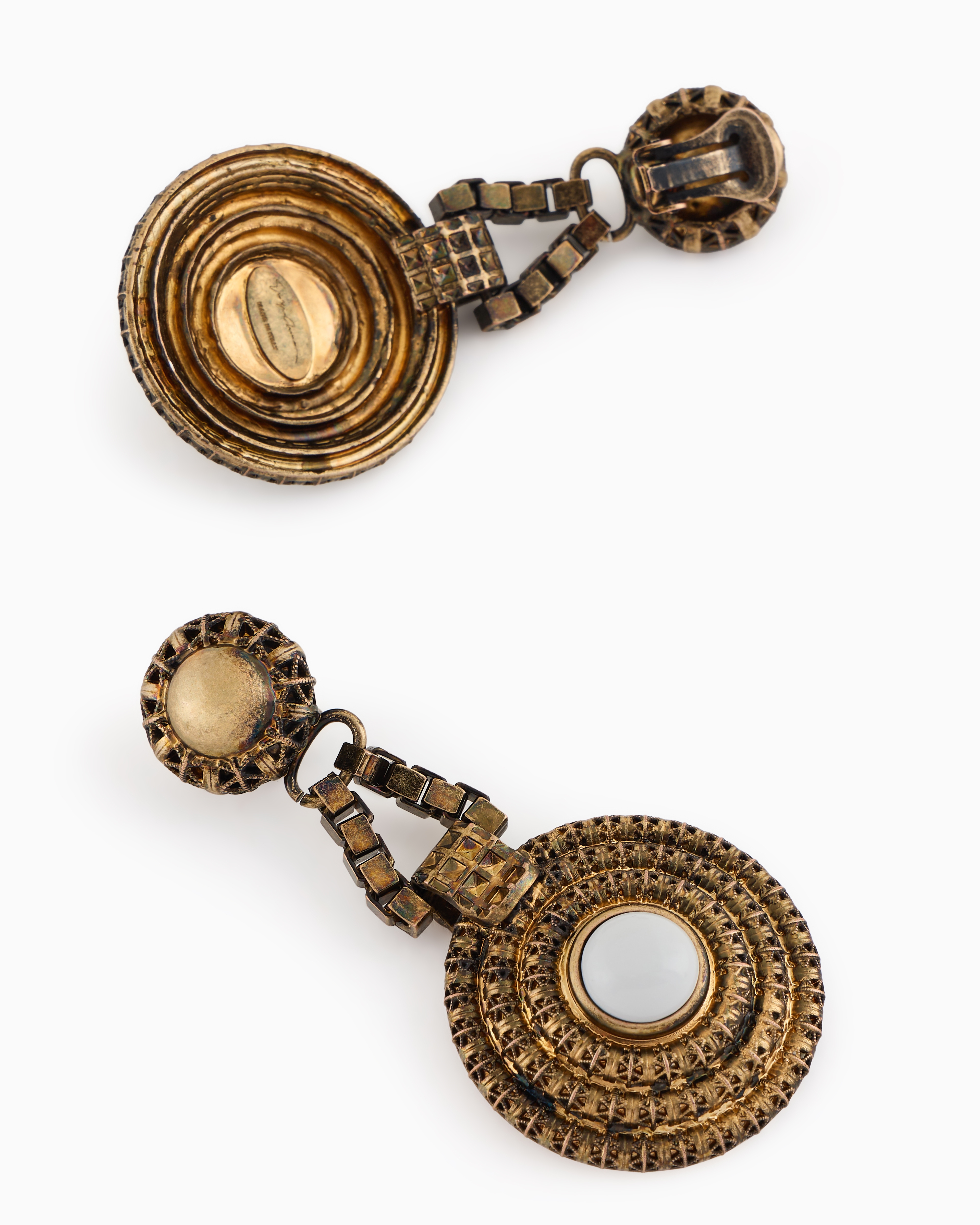 Giorgio Armani Bronze Clip-on Pedant Earrings