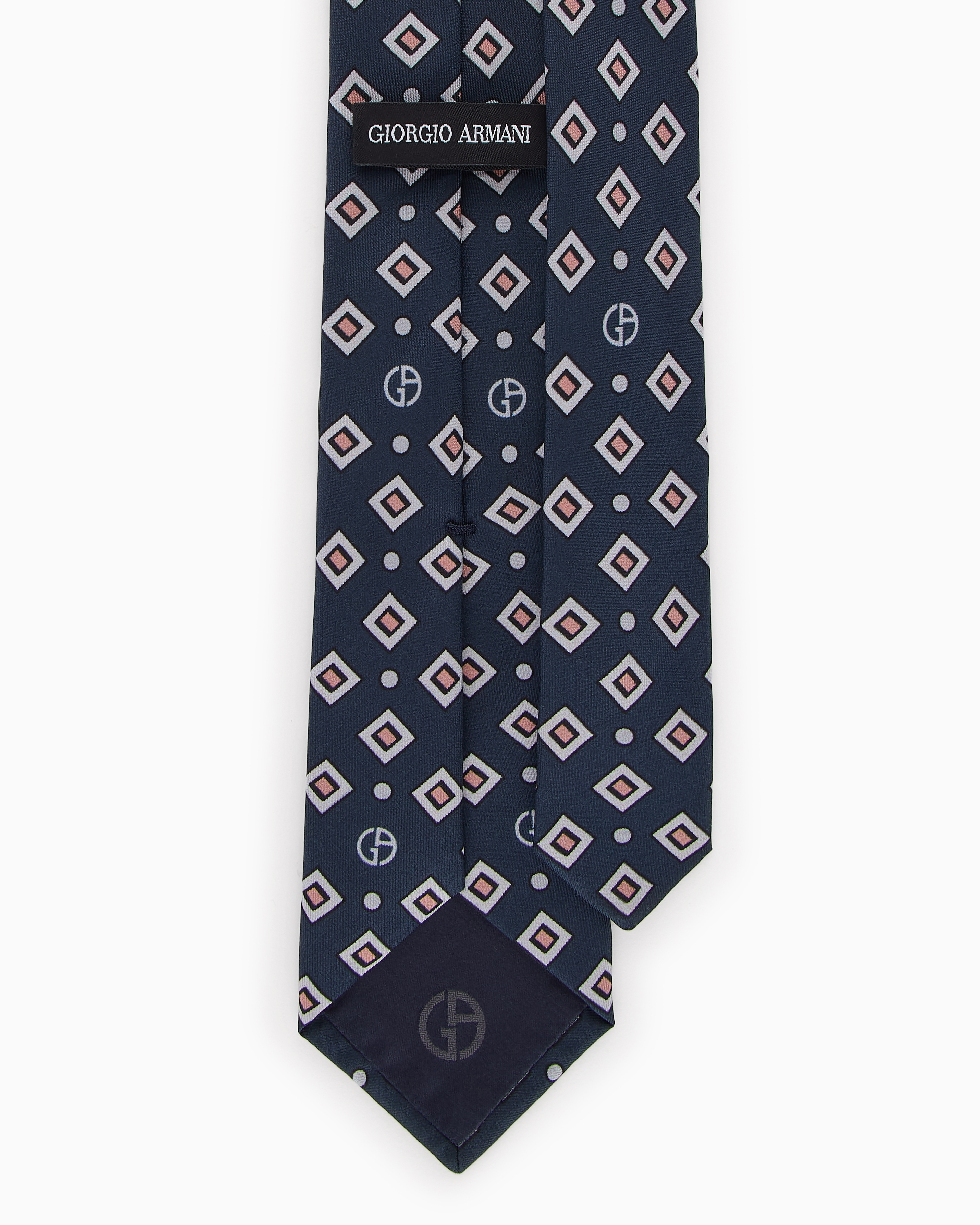 Giorgio Armani Printed Silk Tie In Blue