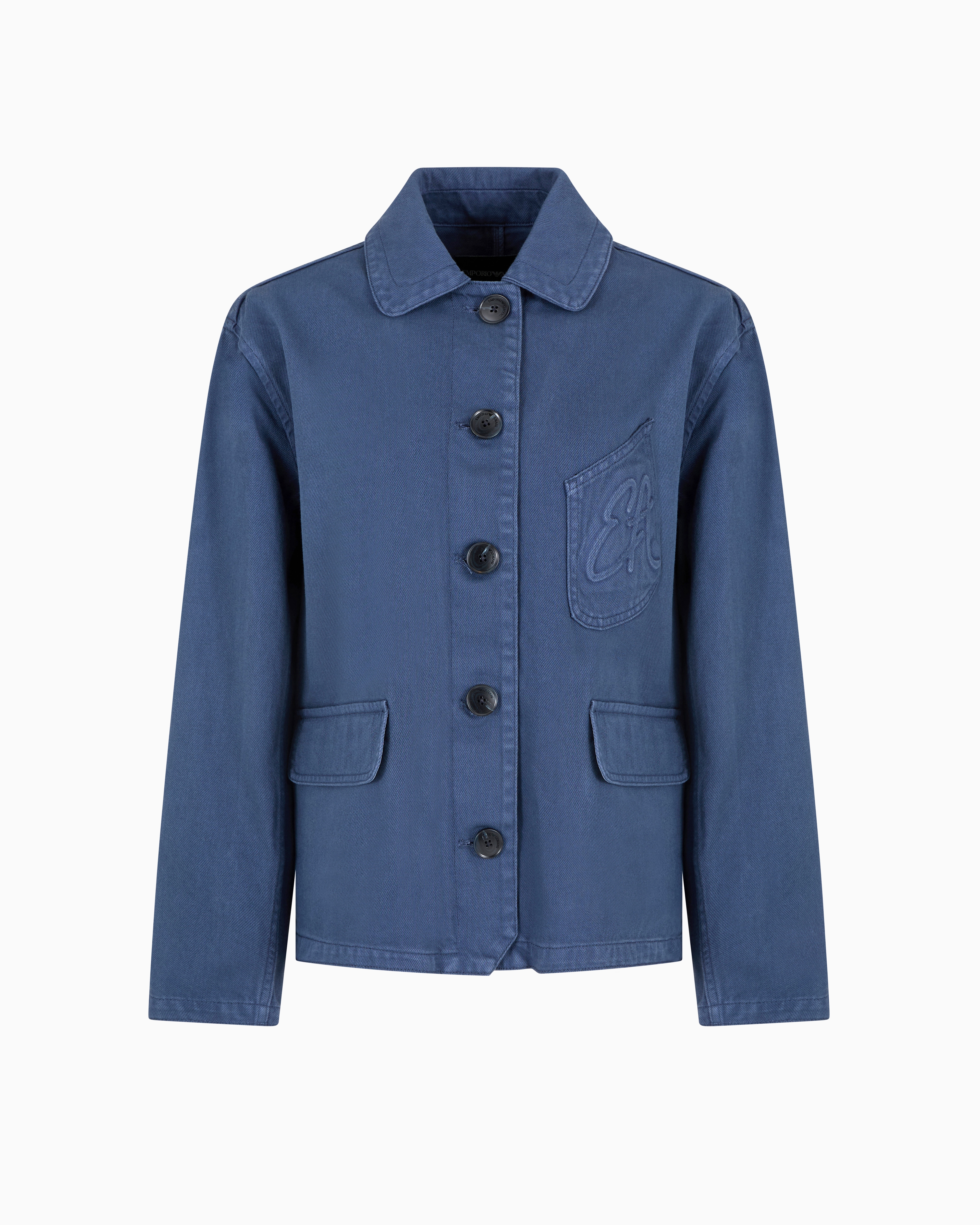 Emporio Armani Cotton Drill Blouson In Blue