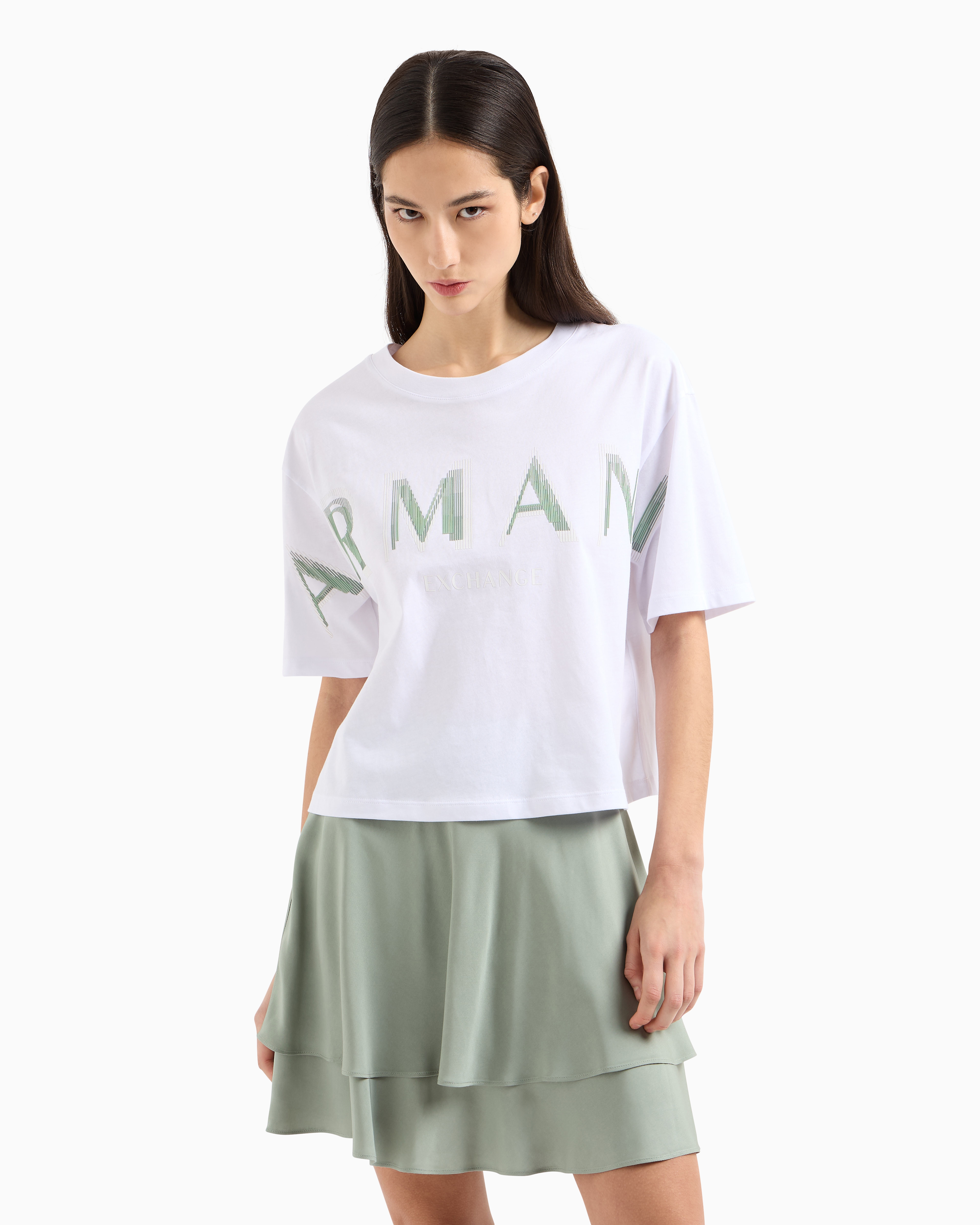 Armani Exchange Cropped T-shirts In White