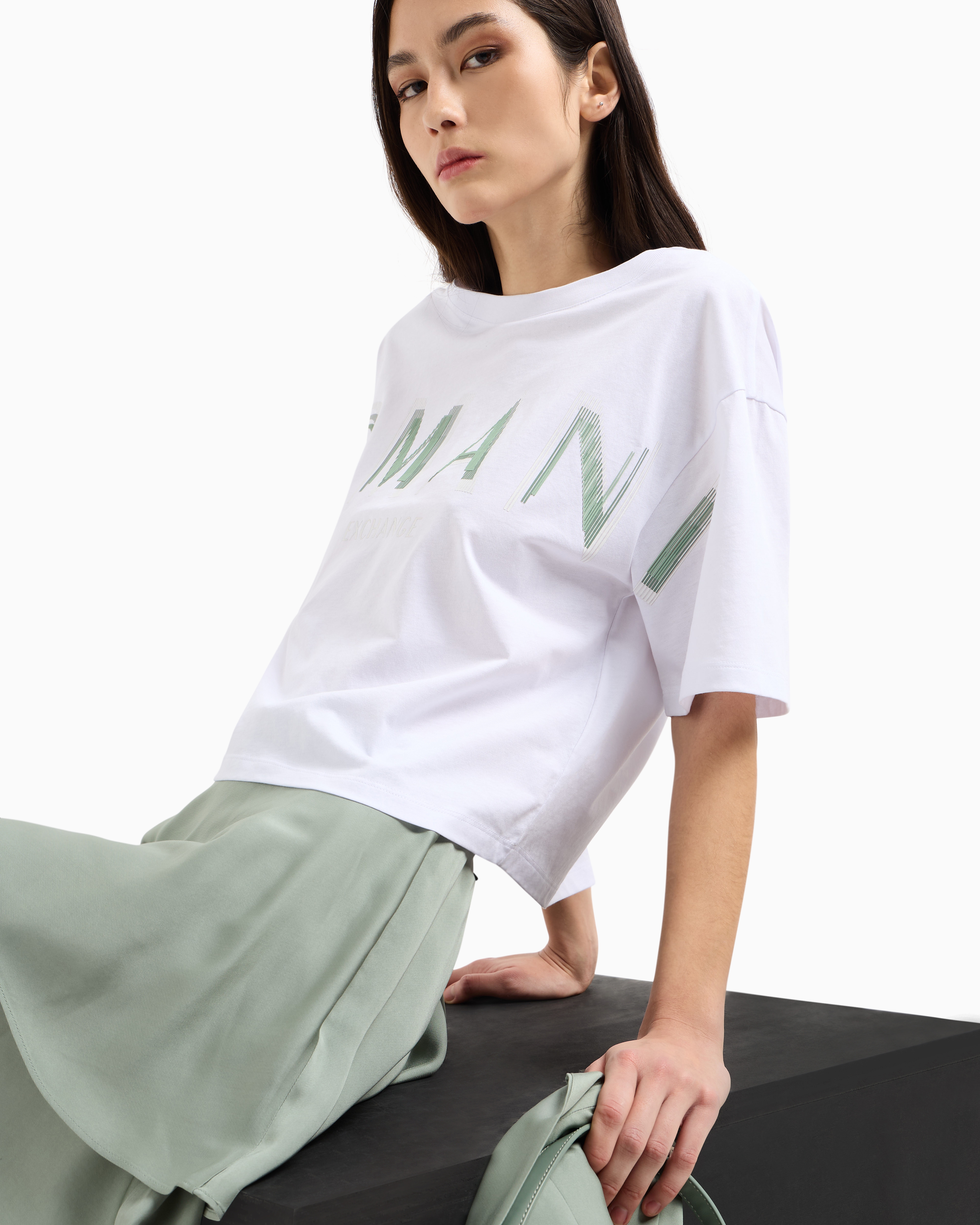 Armani Exchange Cropped T-shirts In White