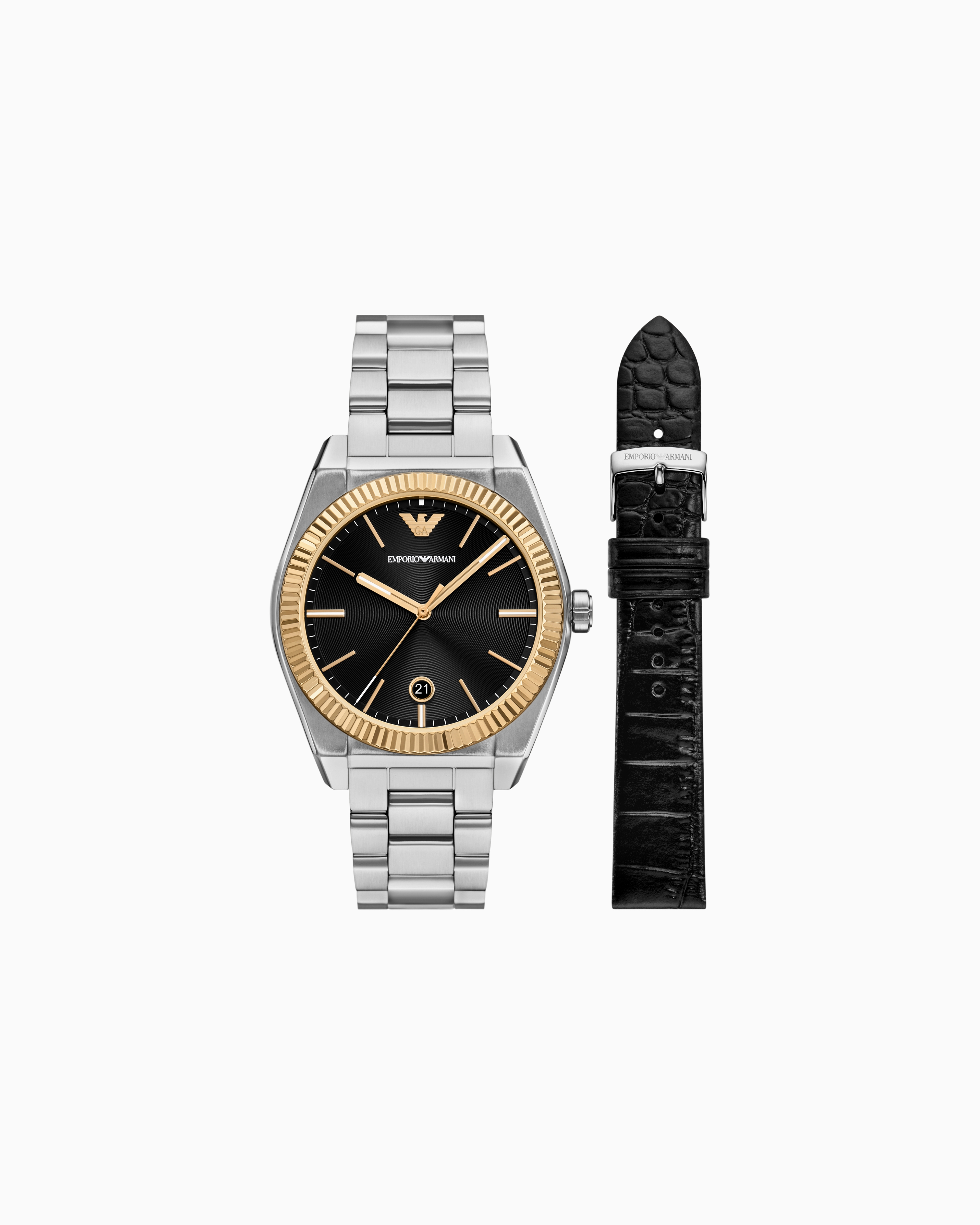 Emporio Armani Steel Strap Watches In Multicoloured
