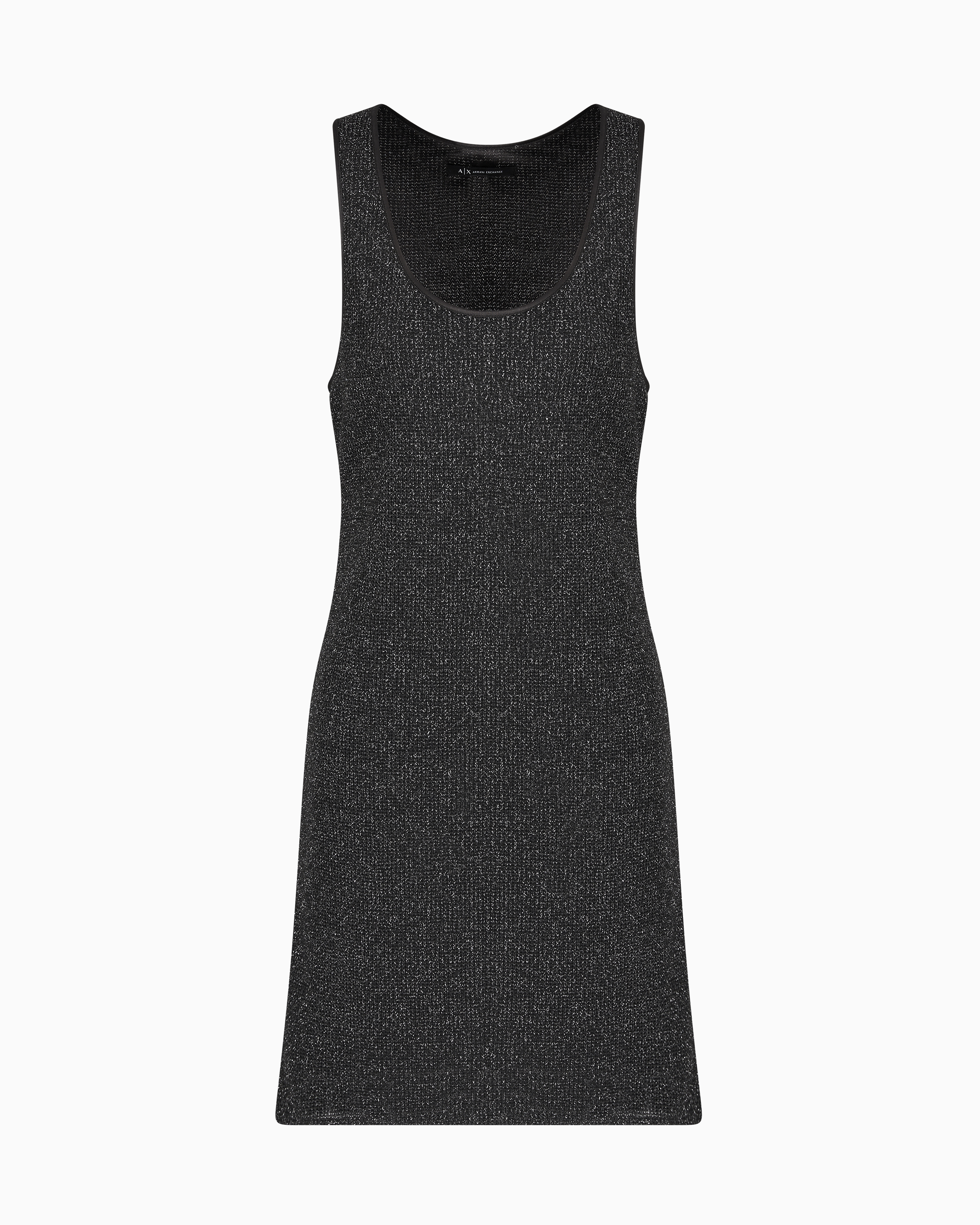 Armani Exchange Short Sheath Dress In Lurex Fabric In Black