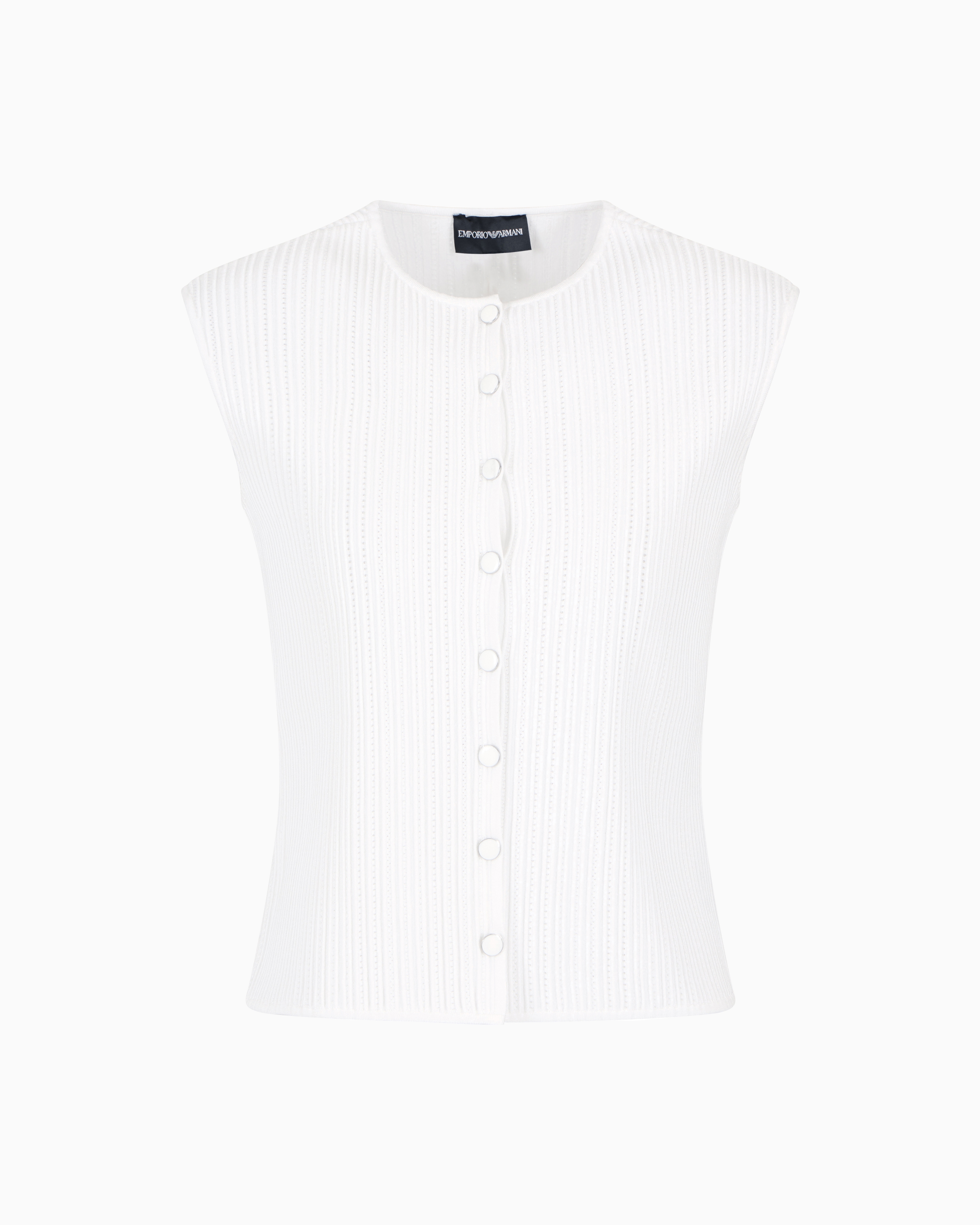 Emporio Armani Sleeveless Crepe De Chine Blouse In White