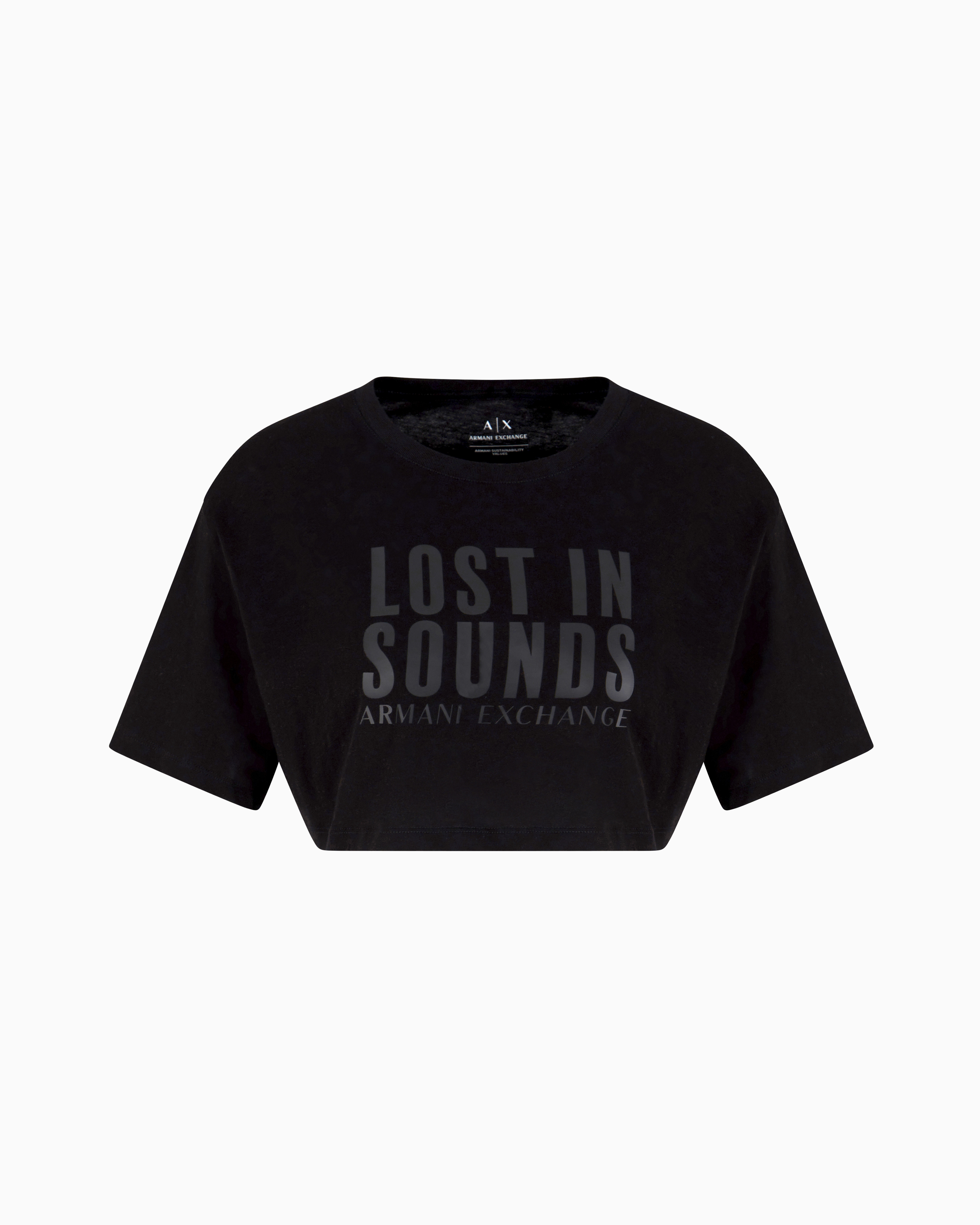 Armani Exchange Cropped T-shirts In Black