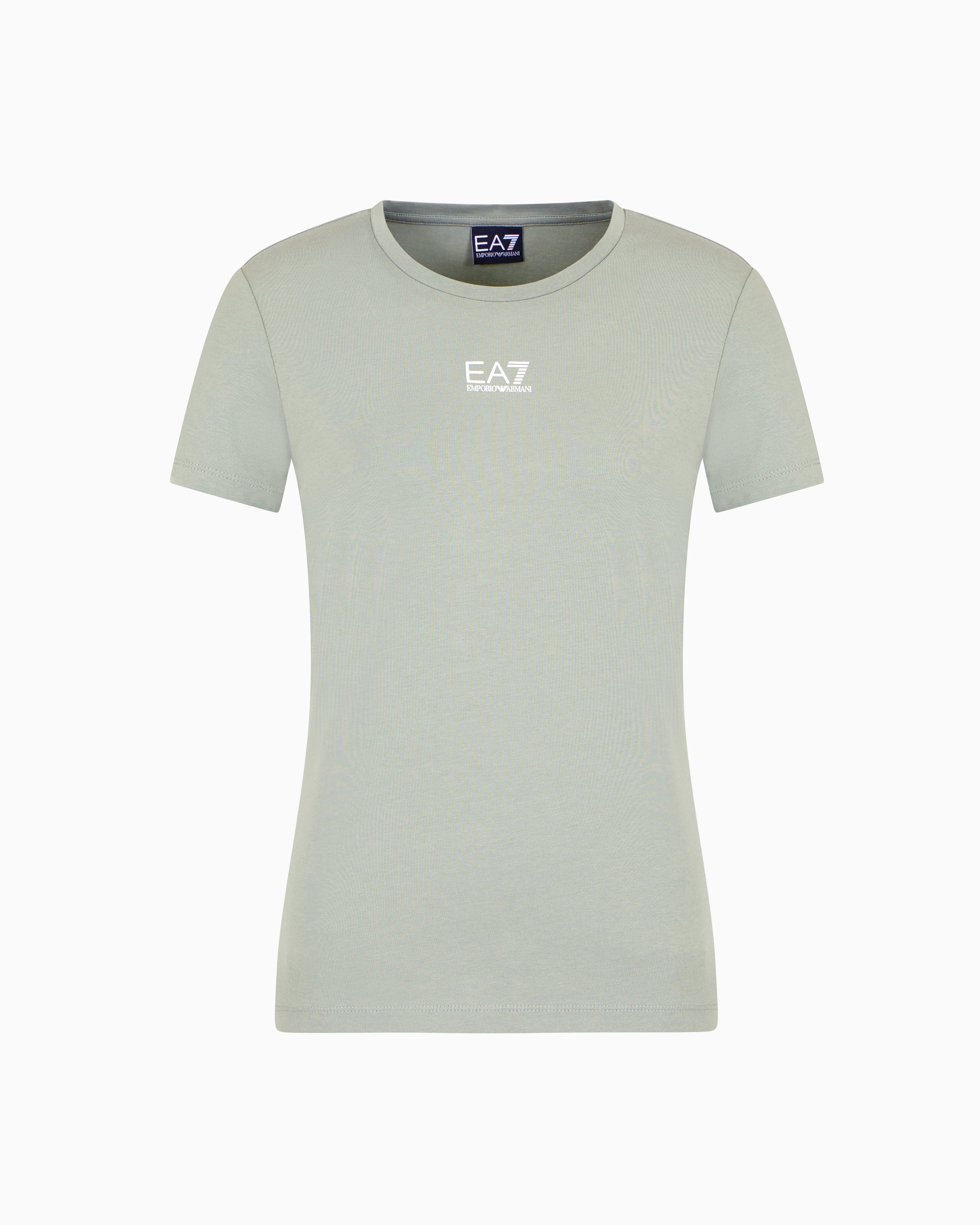 Ea7 Logo Series Stretch Cotton And Modal T-shirt In Green