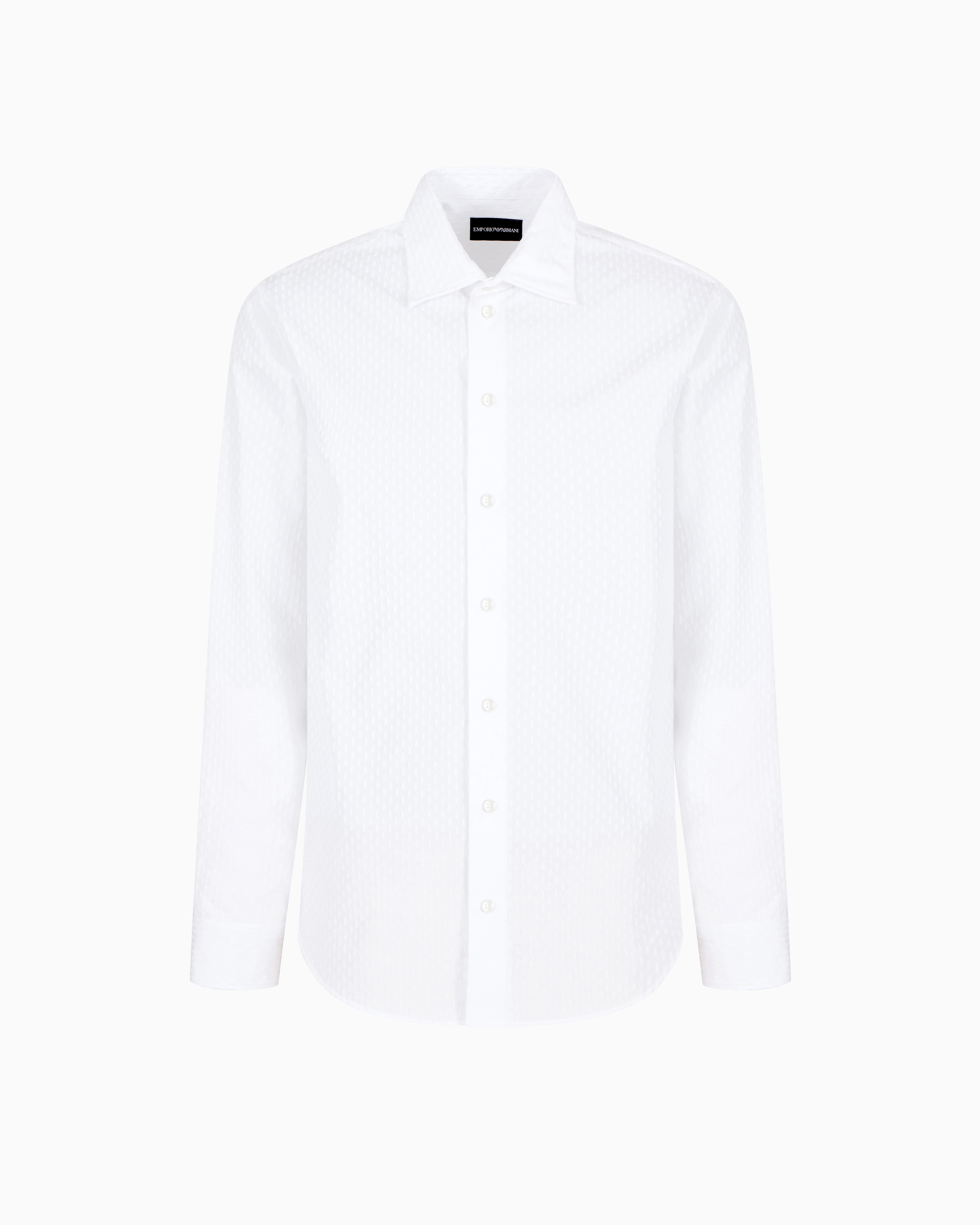Emporio Armani Shirt With All-over Flocked Print In White