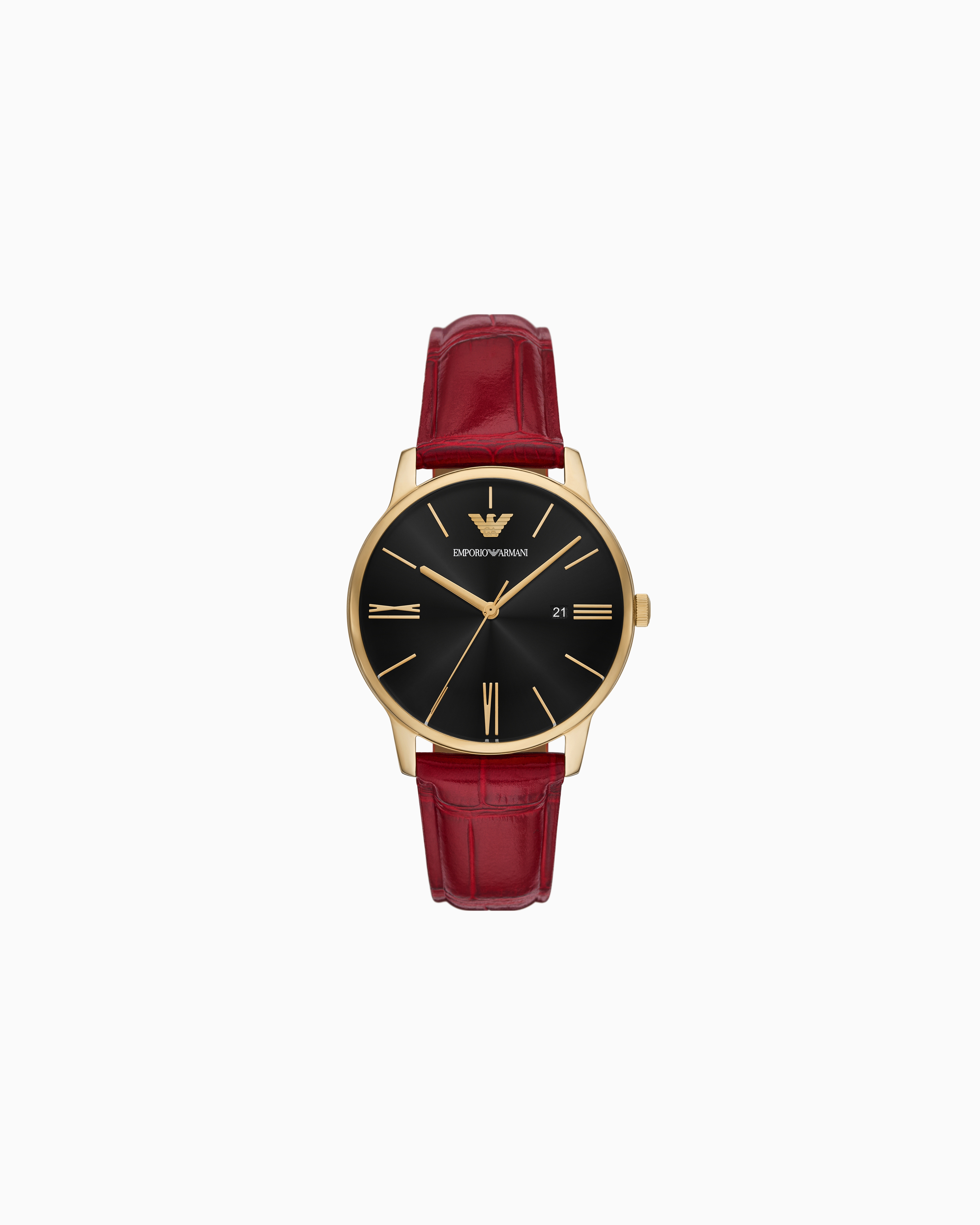 Emporio Armani Leather Strap Watches In Multicoloured