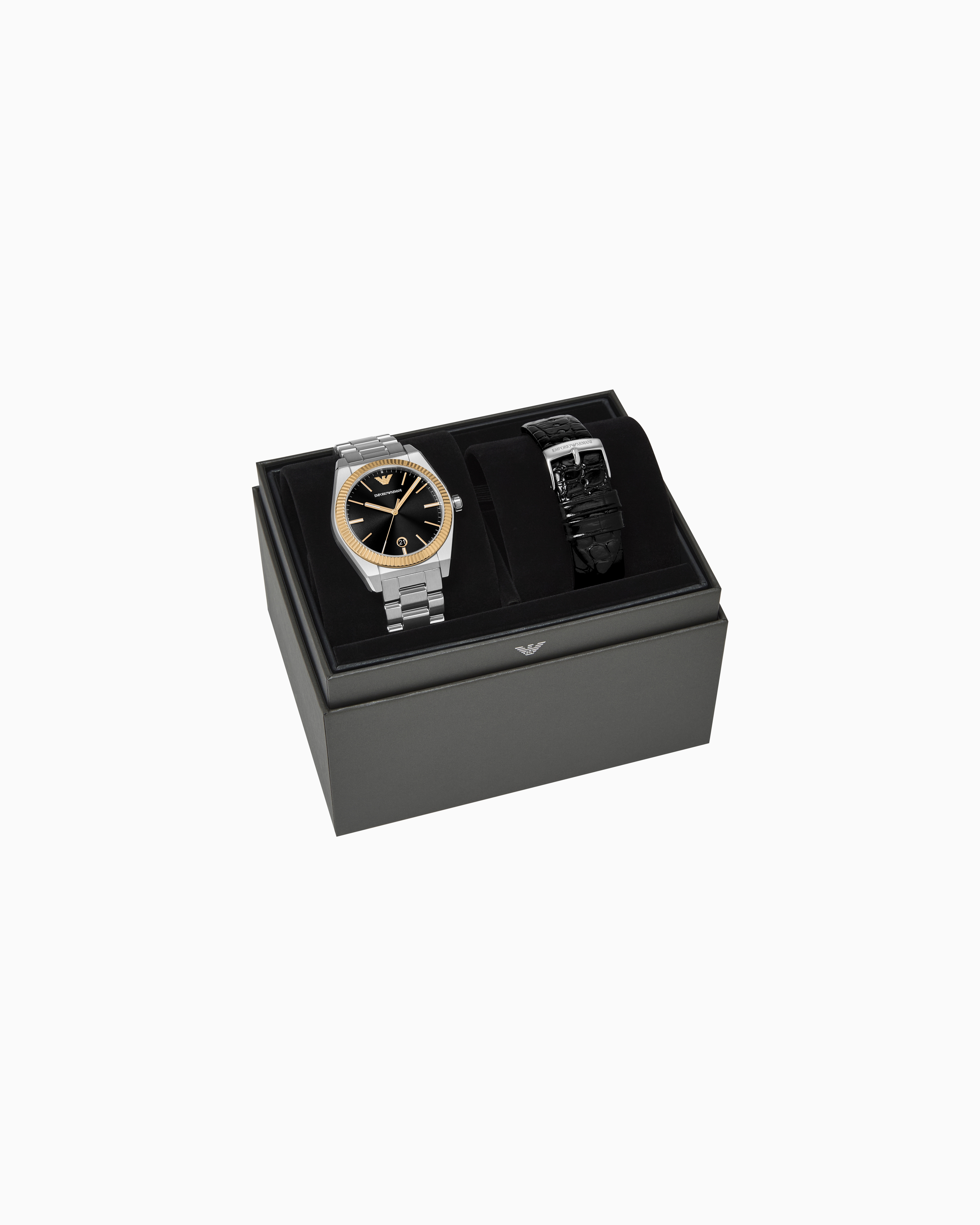 Emporio Armani Steel Strap Watches In Multicoloured