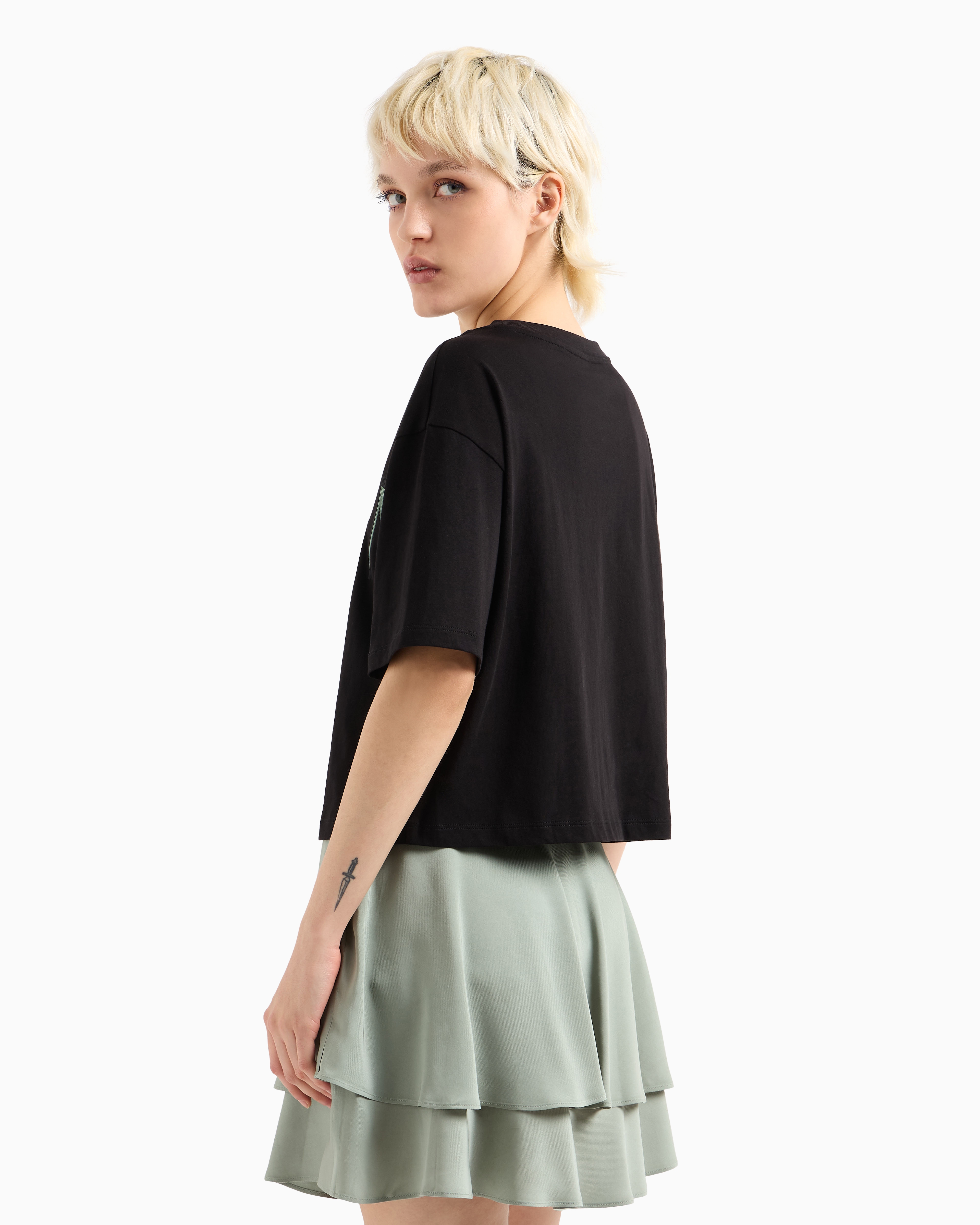 Armani Exchange Cropped T-shirts In Black