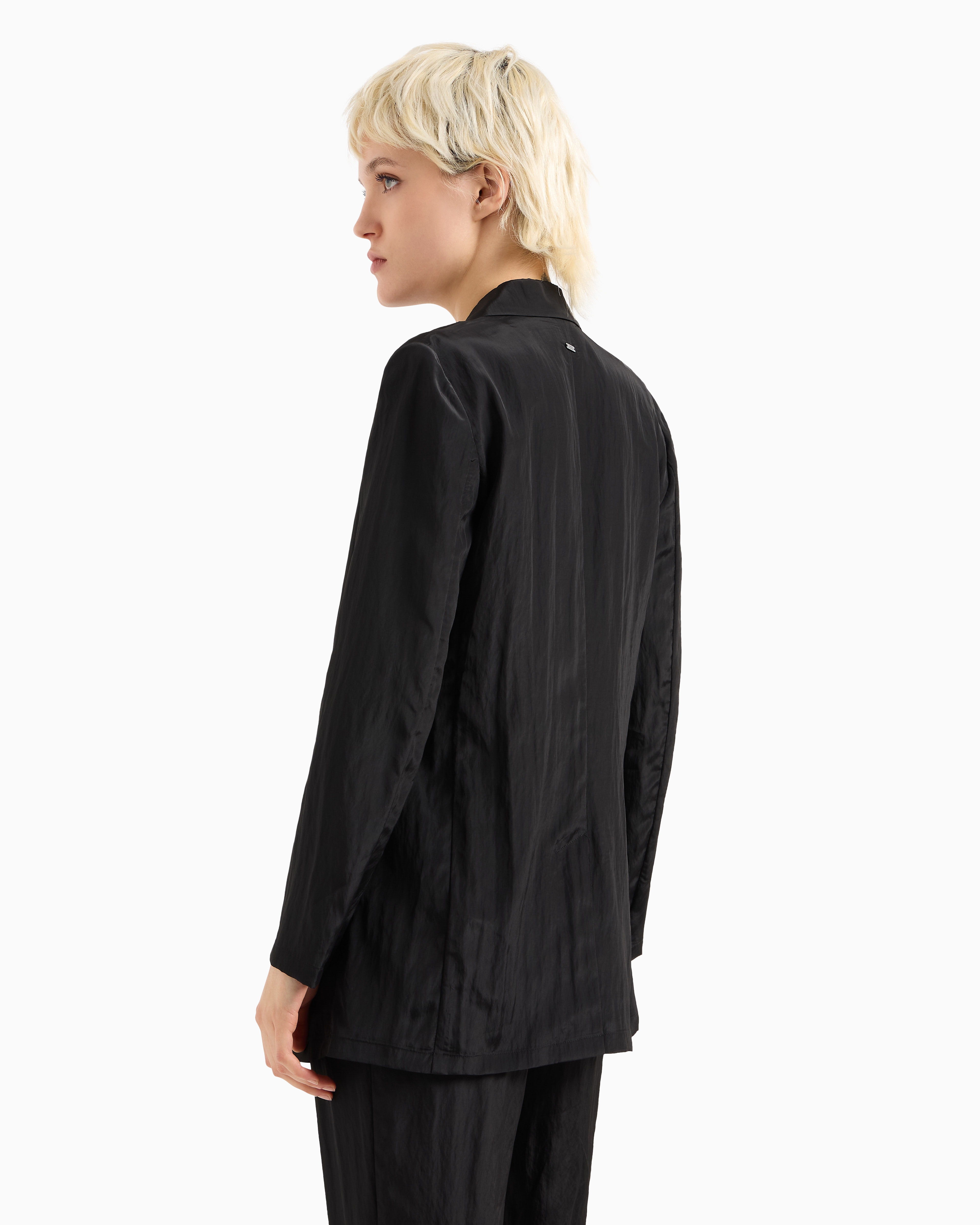 Armani Exchange - Open jacket flowing fabric, Woman, Black, Size: