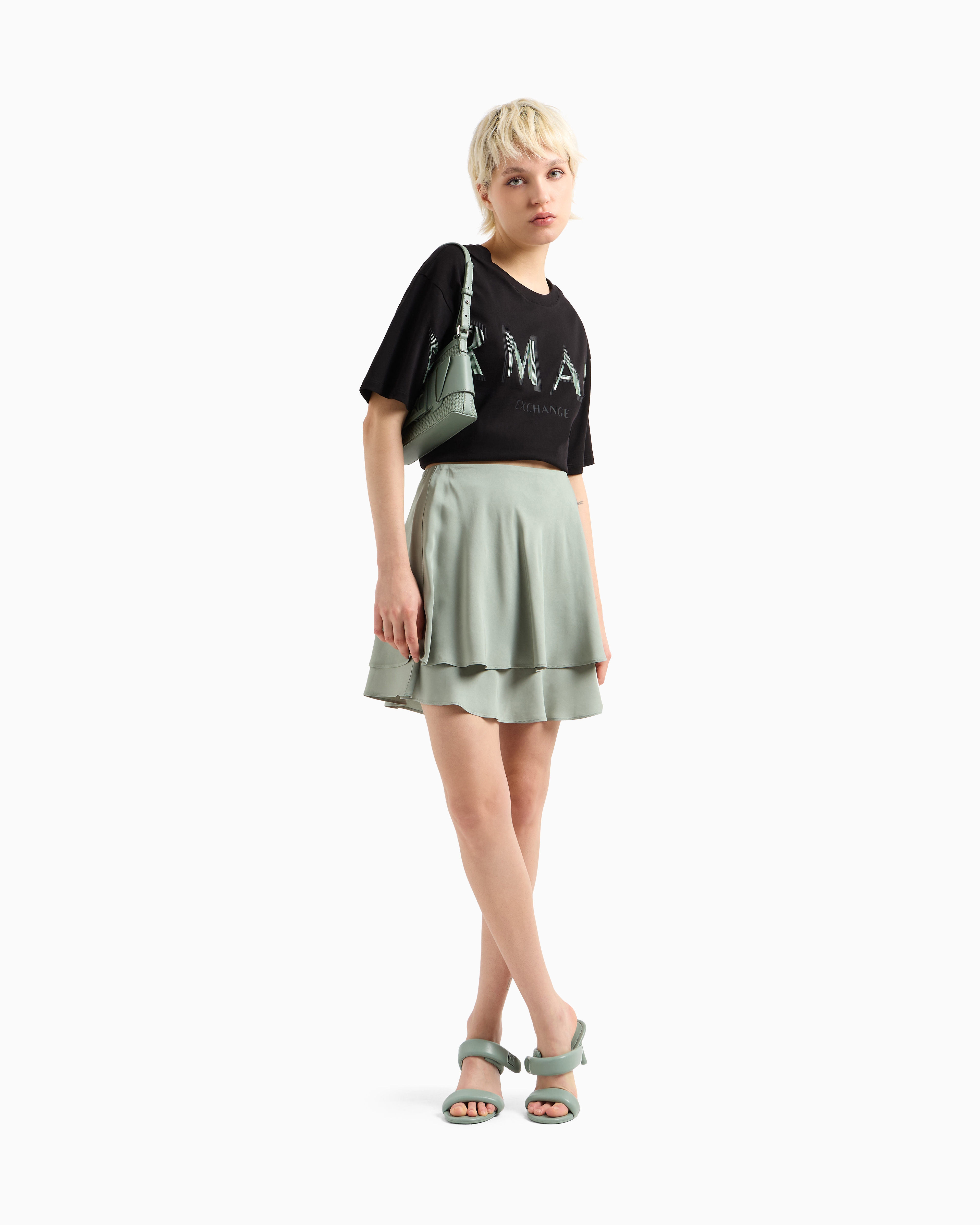 Armani Exchange Cropped T-shirts In Black