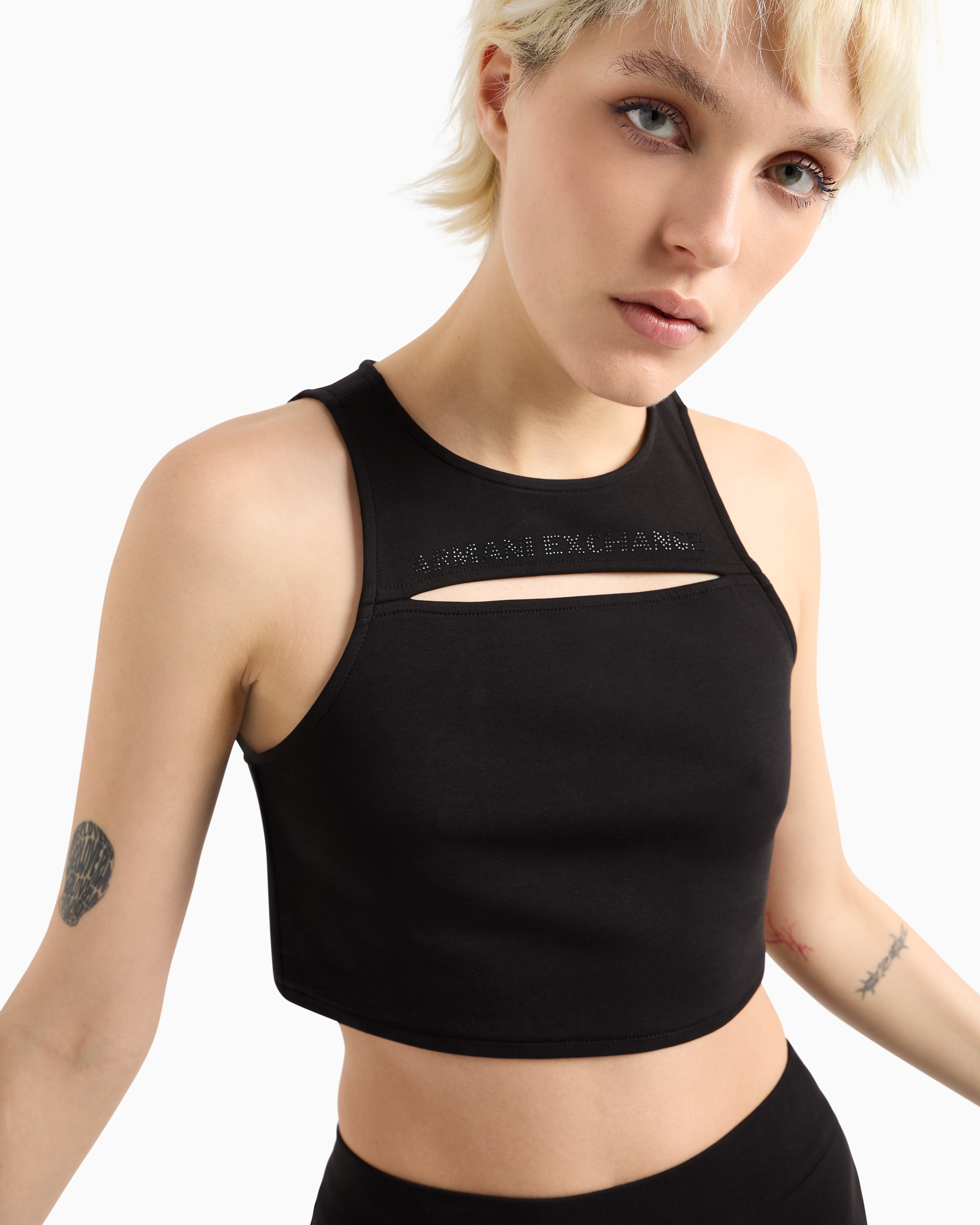 Armani Exchange - Top with cut out, Woman, Black, Size: S