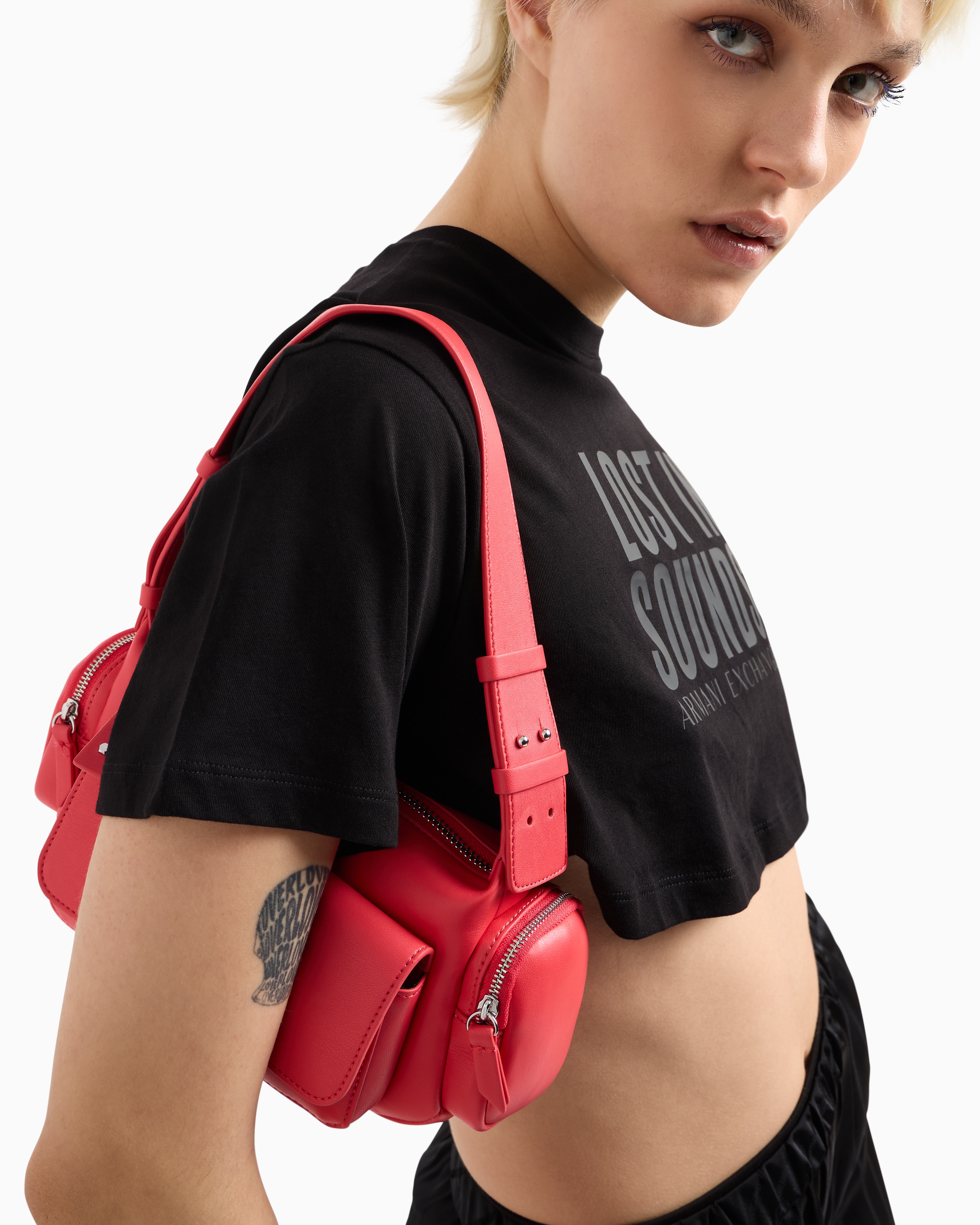 Armani Exchange Cropped T-shirts In Black