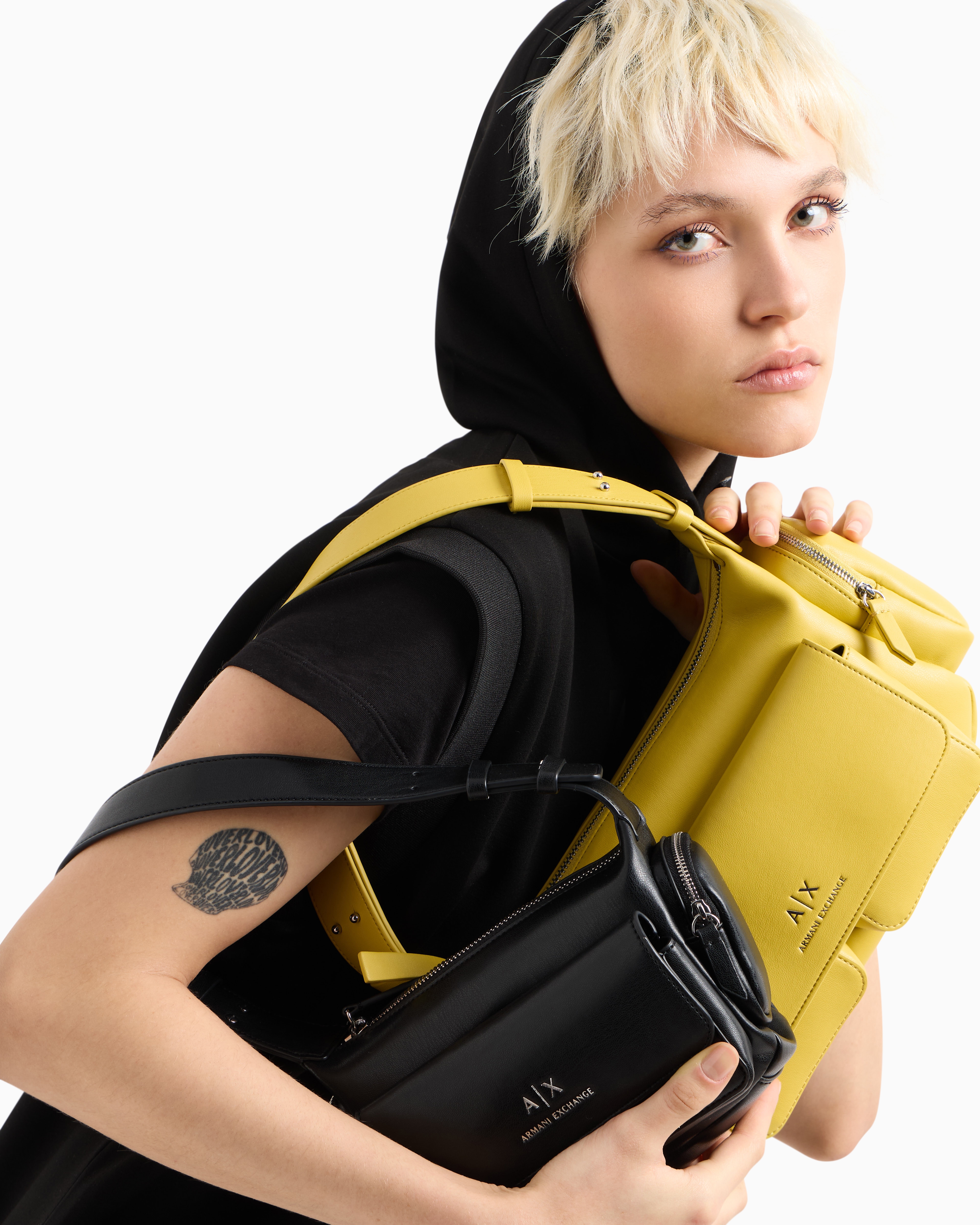 Armani Exchange - Lost Sound ASV Sleeveless Hoodie, Woman, Black, Size: