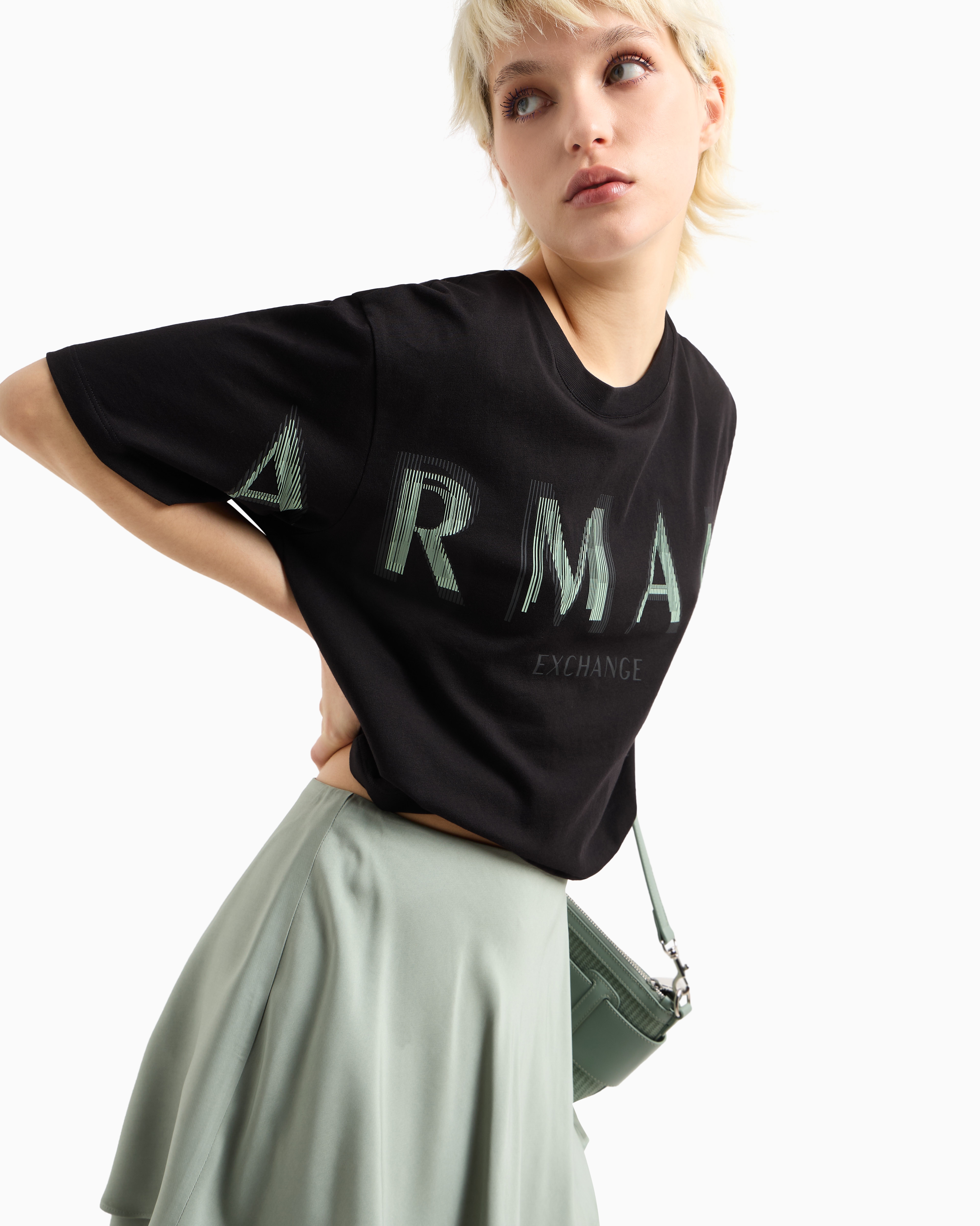 Armani Exchange Cropped T-shirts In Black
