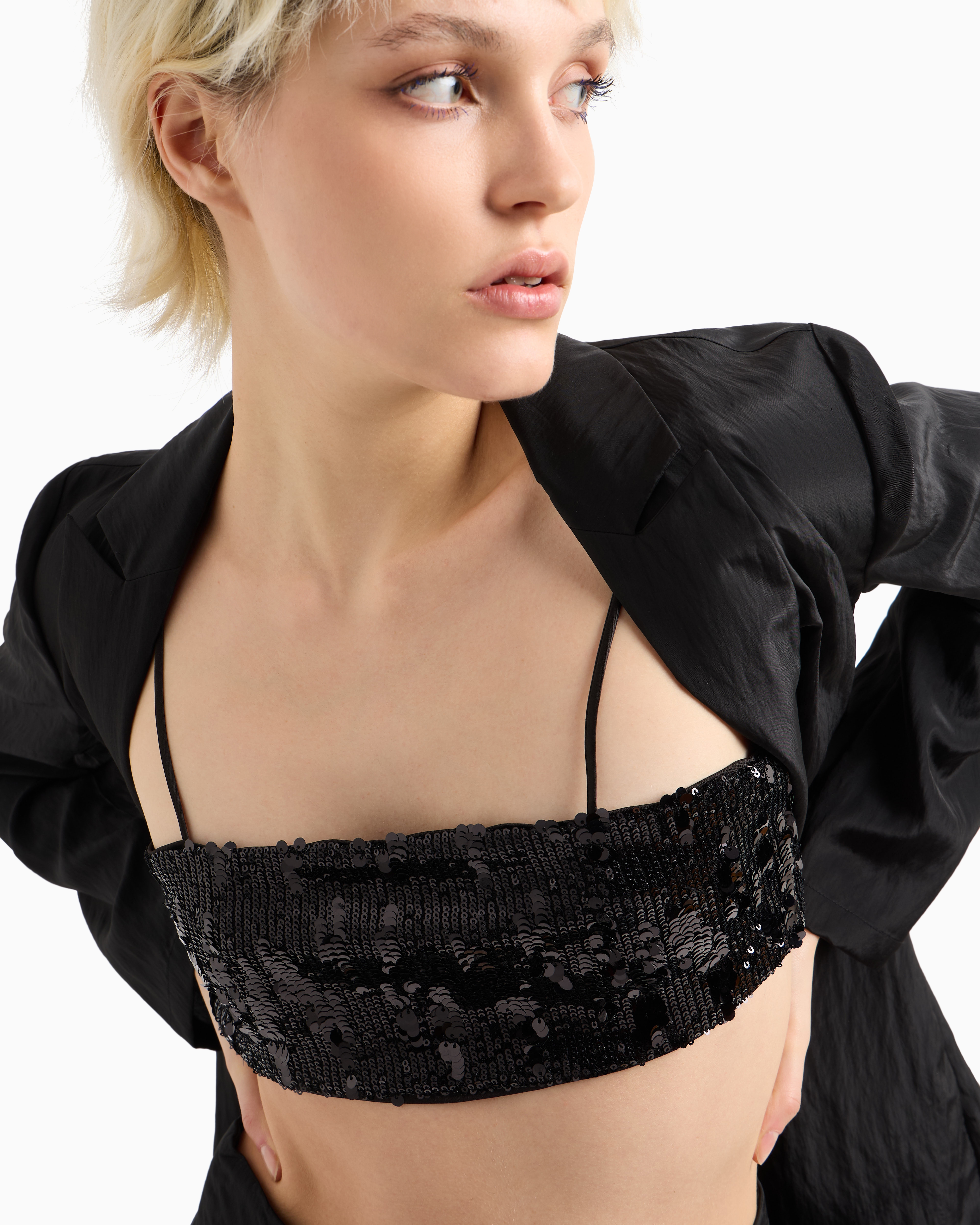 Armani Exchange - Sequined top, Woman, Black, Size: