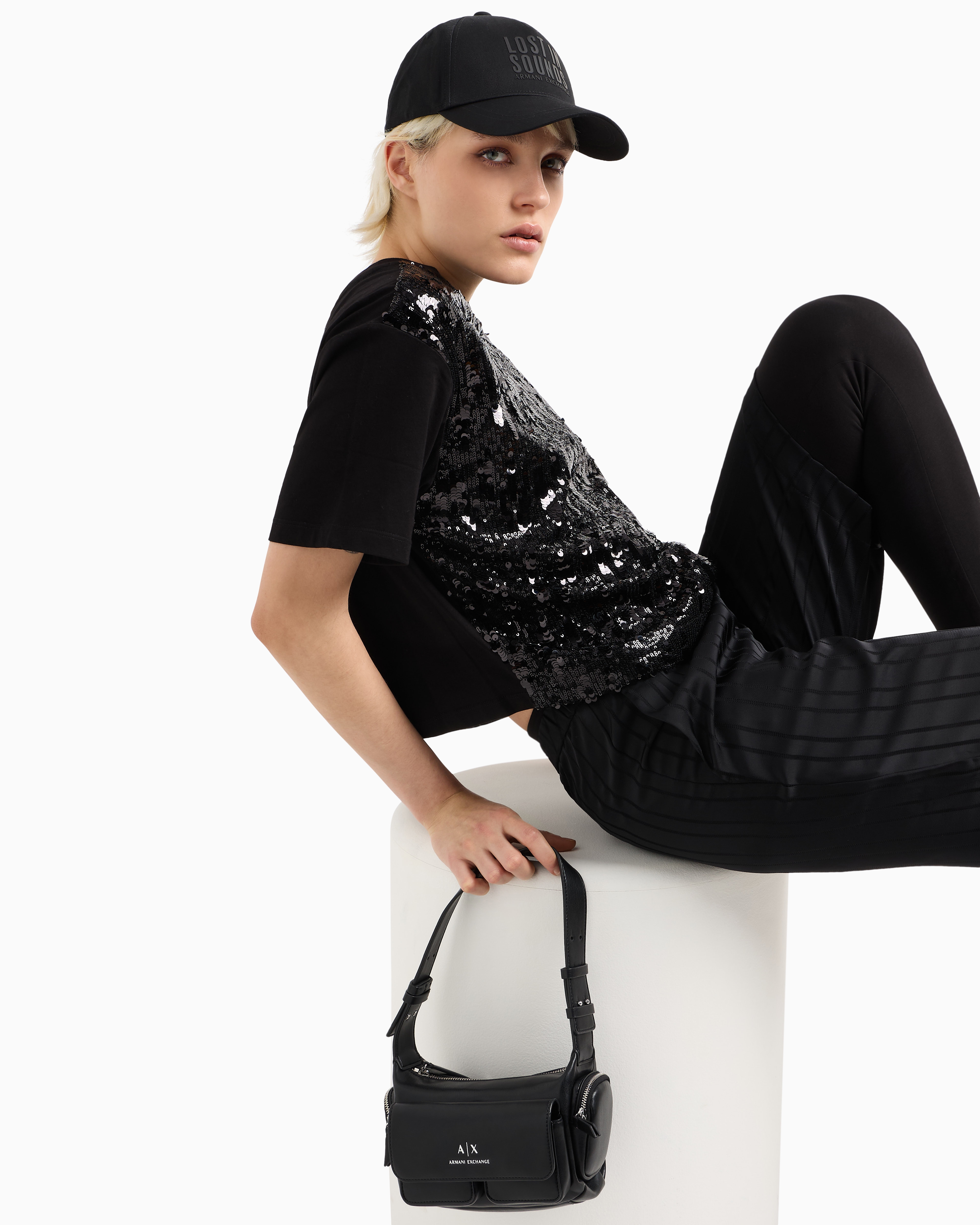 Armani Exchange - Relaxed Fit T-Shirts, Woman, Black, Size: