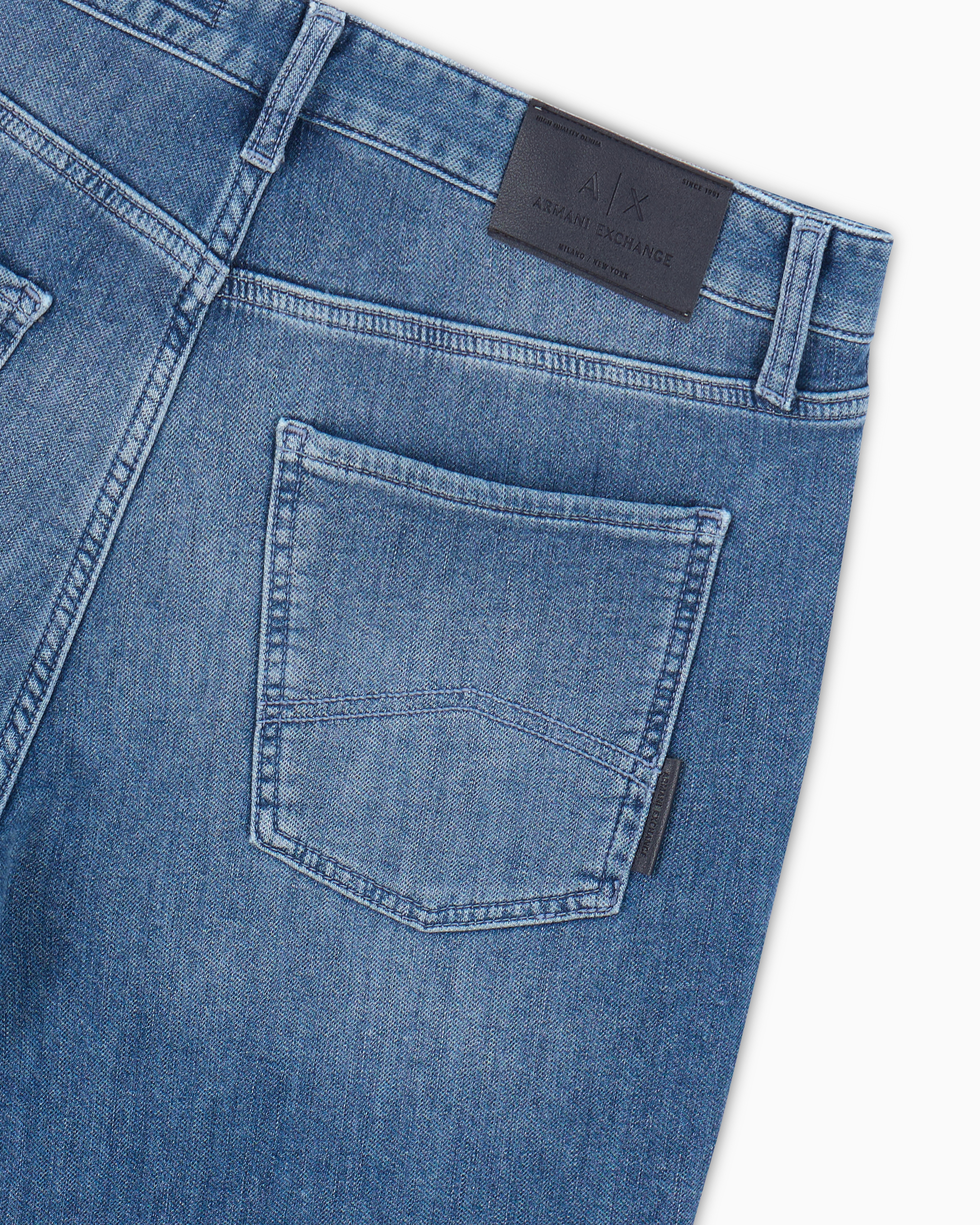 Armani Exchange - J14 skinny fit jeans stone washed cotton denim, Man, Blue, Size: