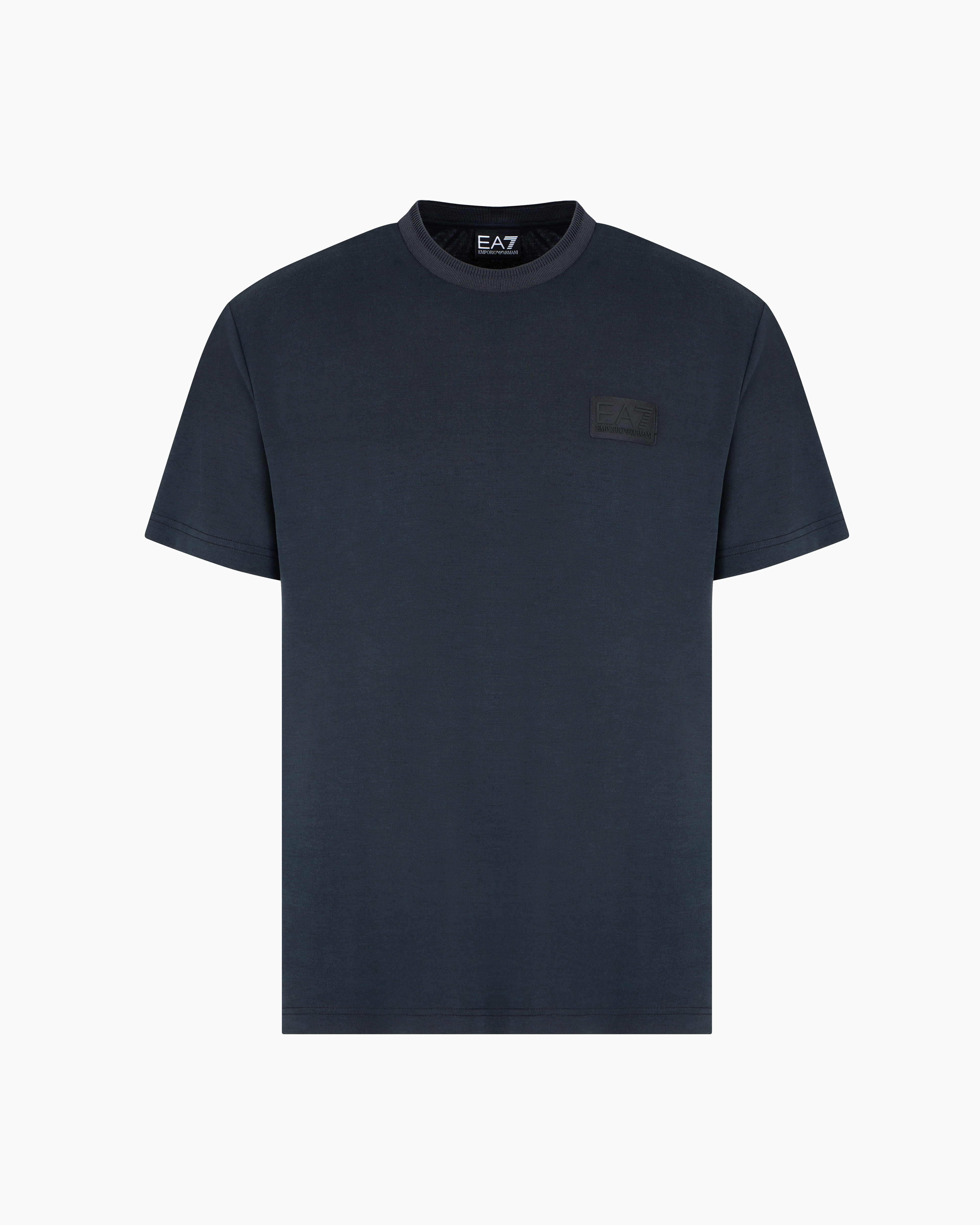 Ea7 Black Lux Identity Modal-Blend Piqué T-Shirt Small
