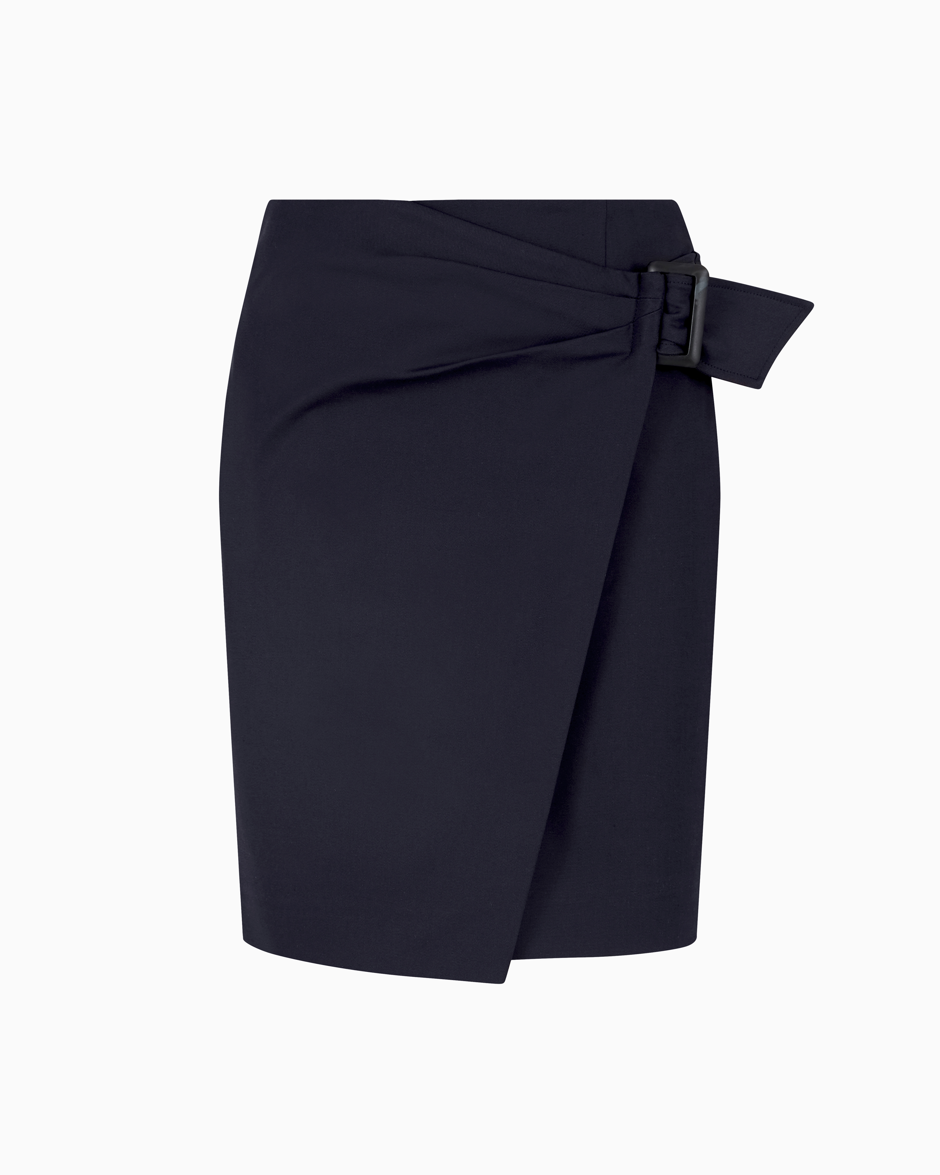 Emporio Armani Compact Stretch Cotton Panelled Skirt In Navy Blue