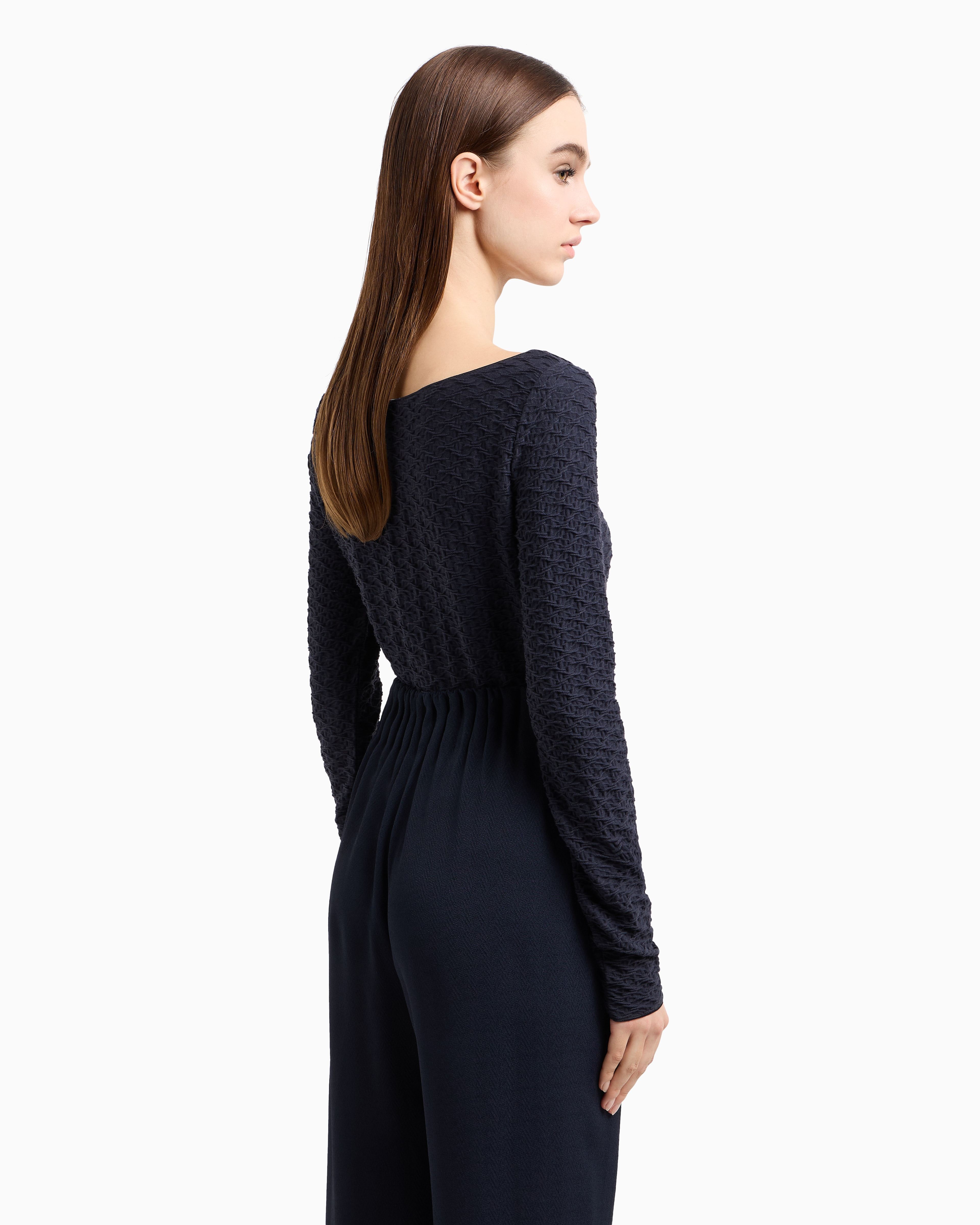 Emporio Armani Long Sleeves T-shirts In Navy Blue