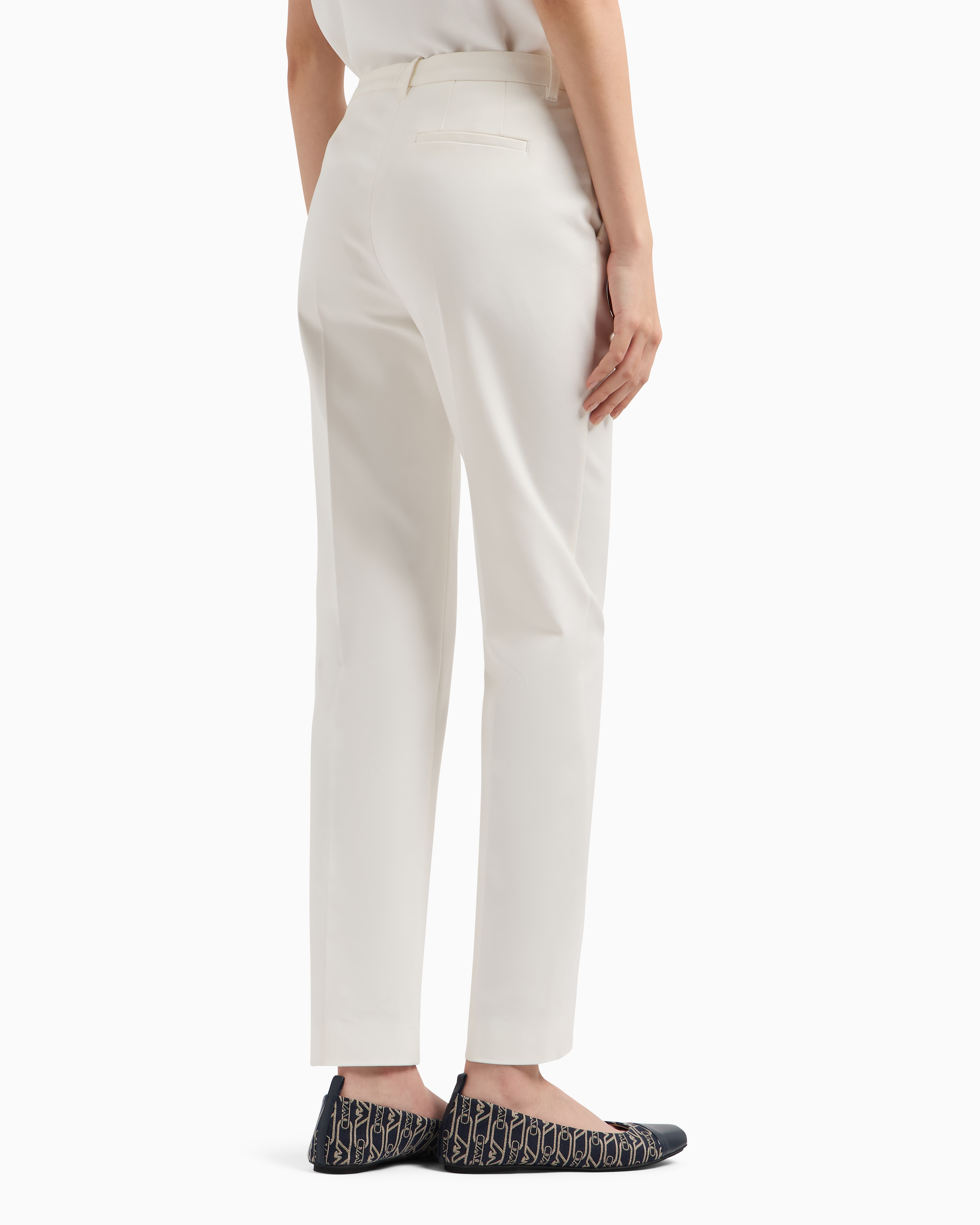 Emporio Armani Stretch Cotton Trousers In White
