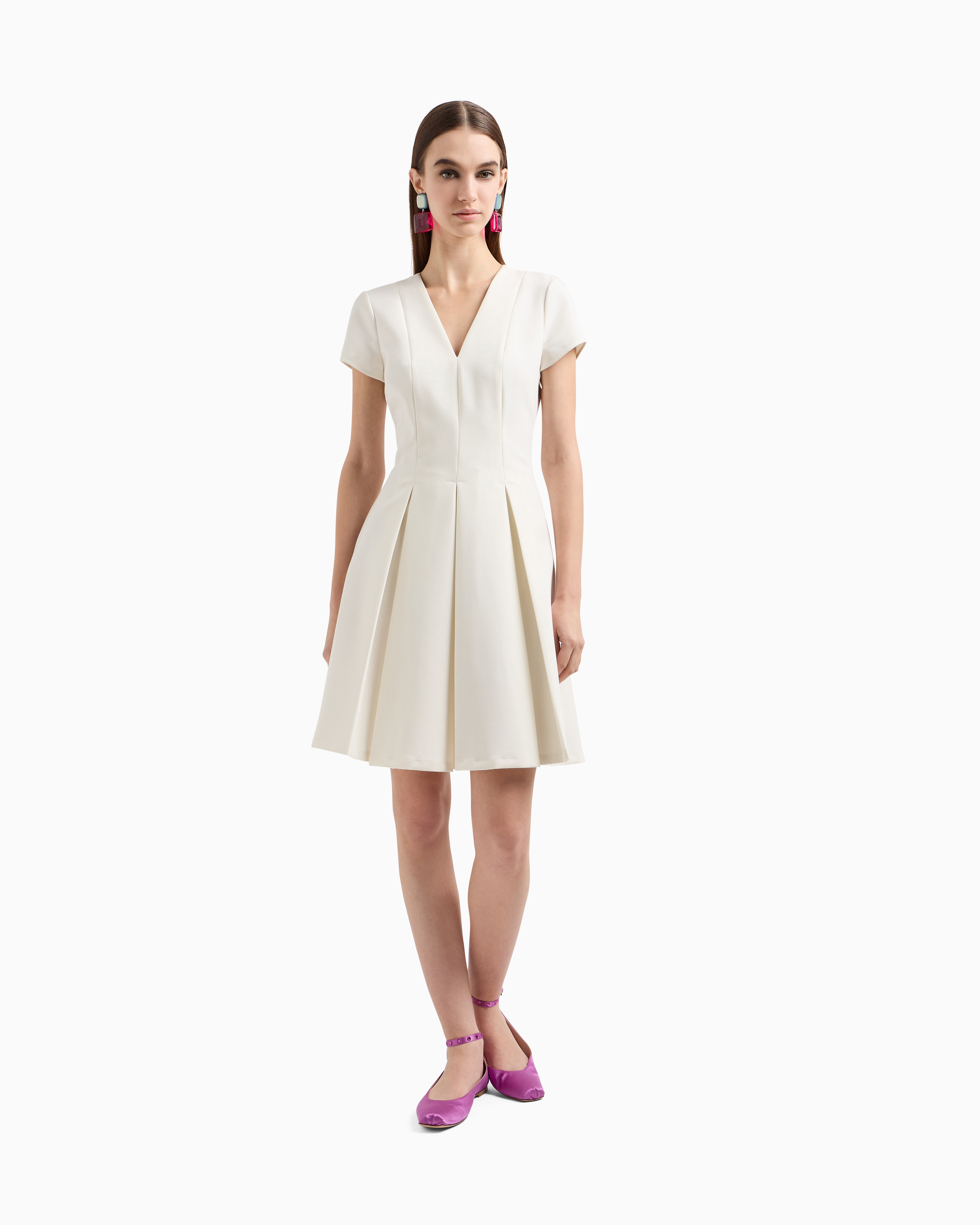 Emporio Armani Linen-viscose Blend Trousers With Irregular Chevron Motif In White