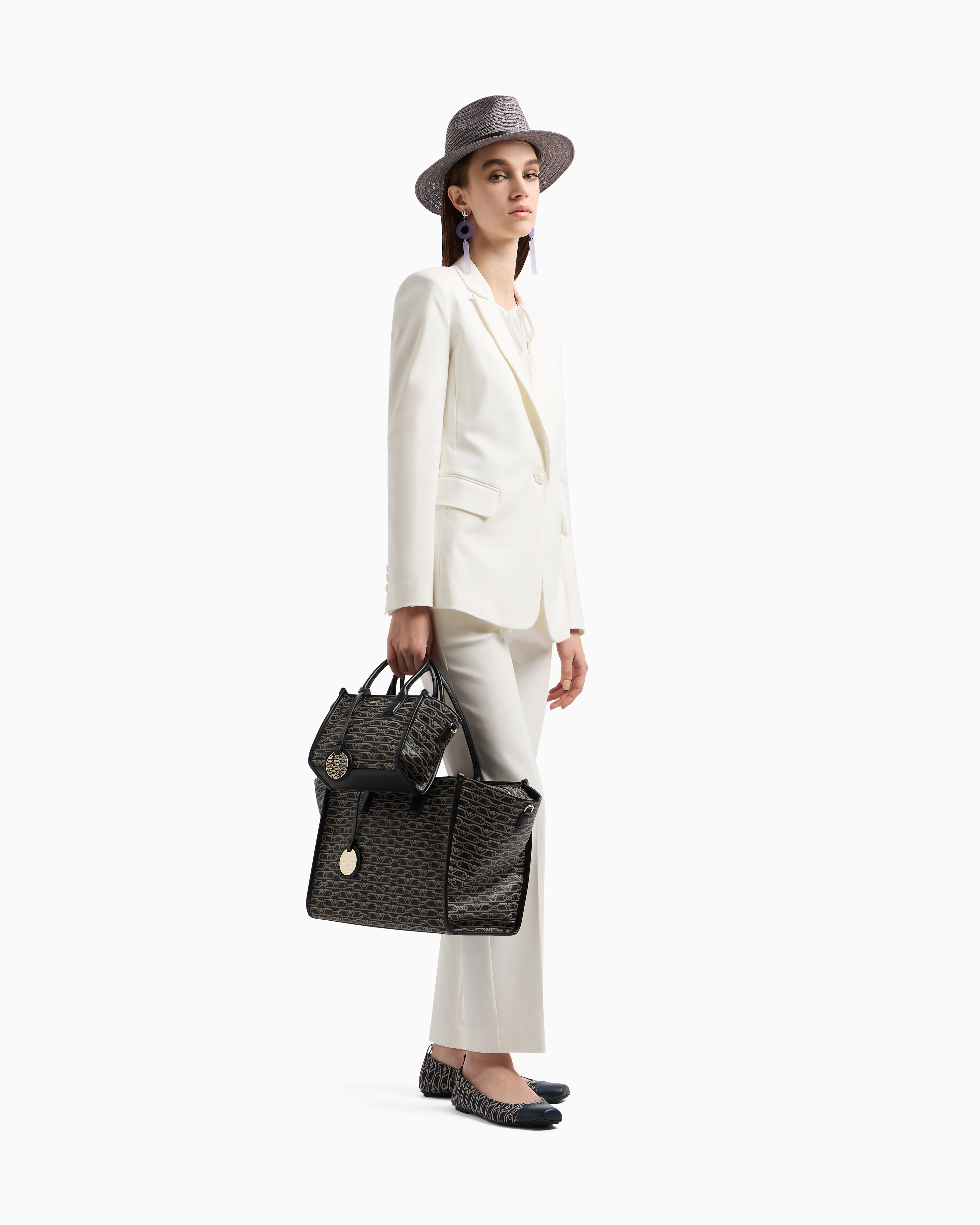 Emporio Armani Stretch Cotton Trousers In White